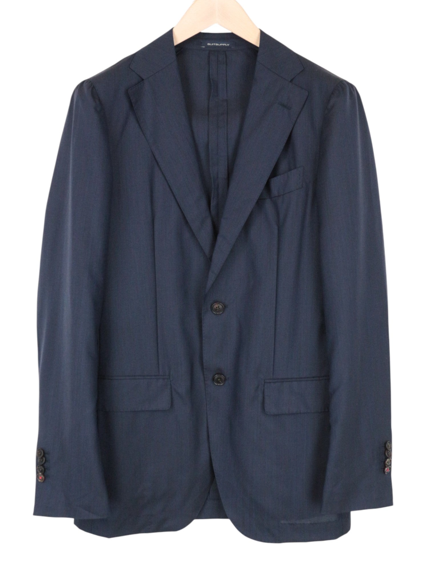 SUITSUPPLY Havana UK38L Men's Slim Blue Wool-Silk Melange 2Pc Unlined Suit