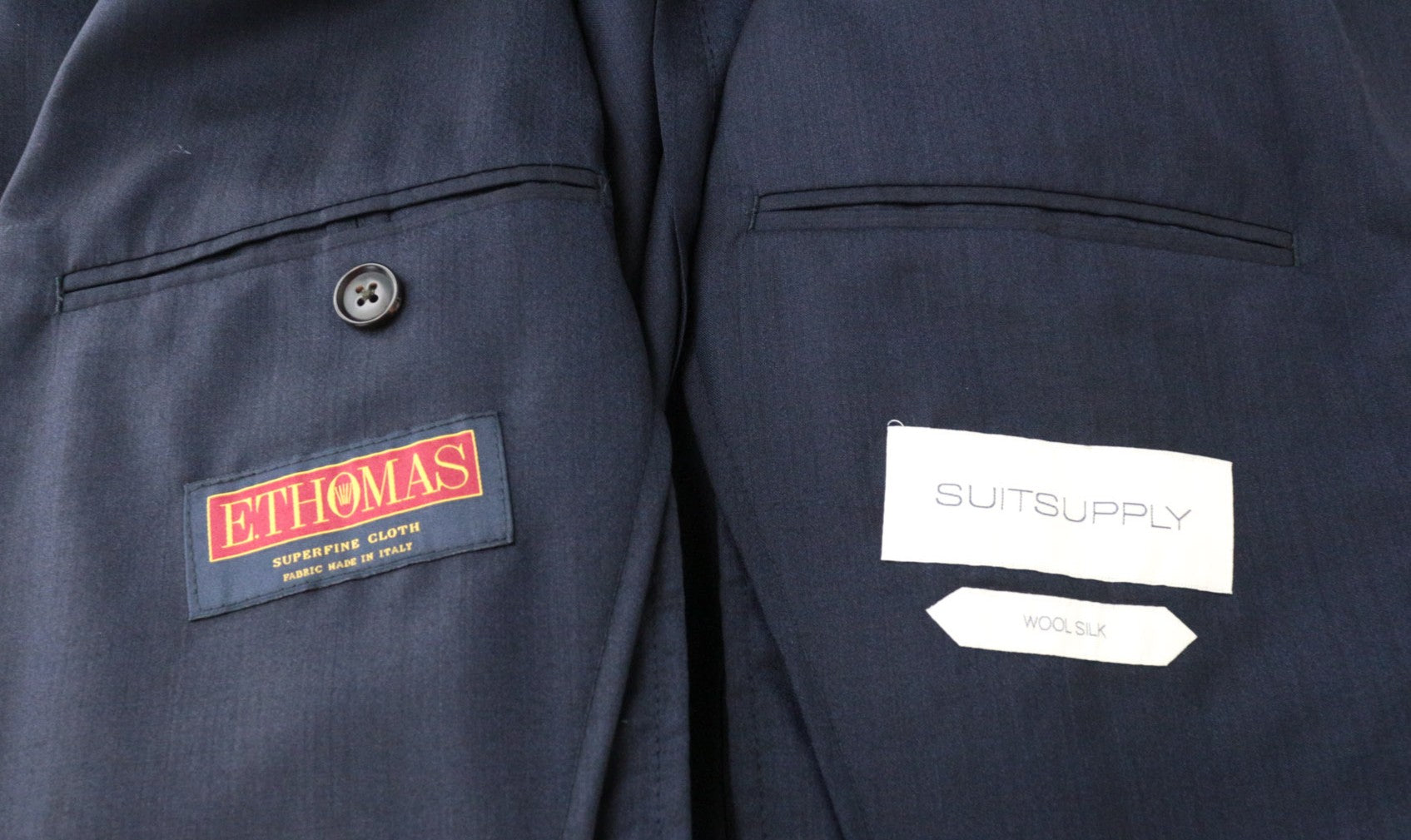 SUITSUPPLY Havana UK38L Men's Slim Blue Wool-Silk Melange 2Pc Unlined Suit