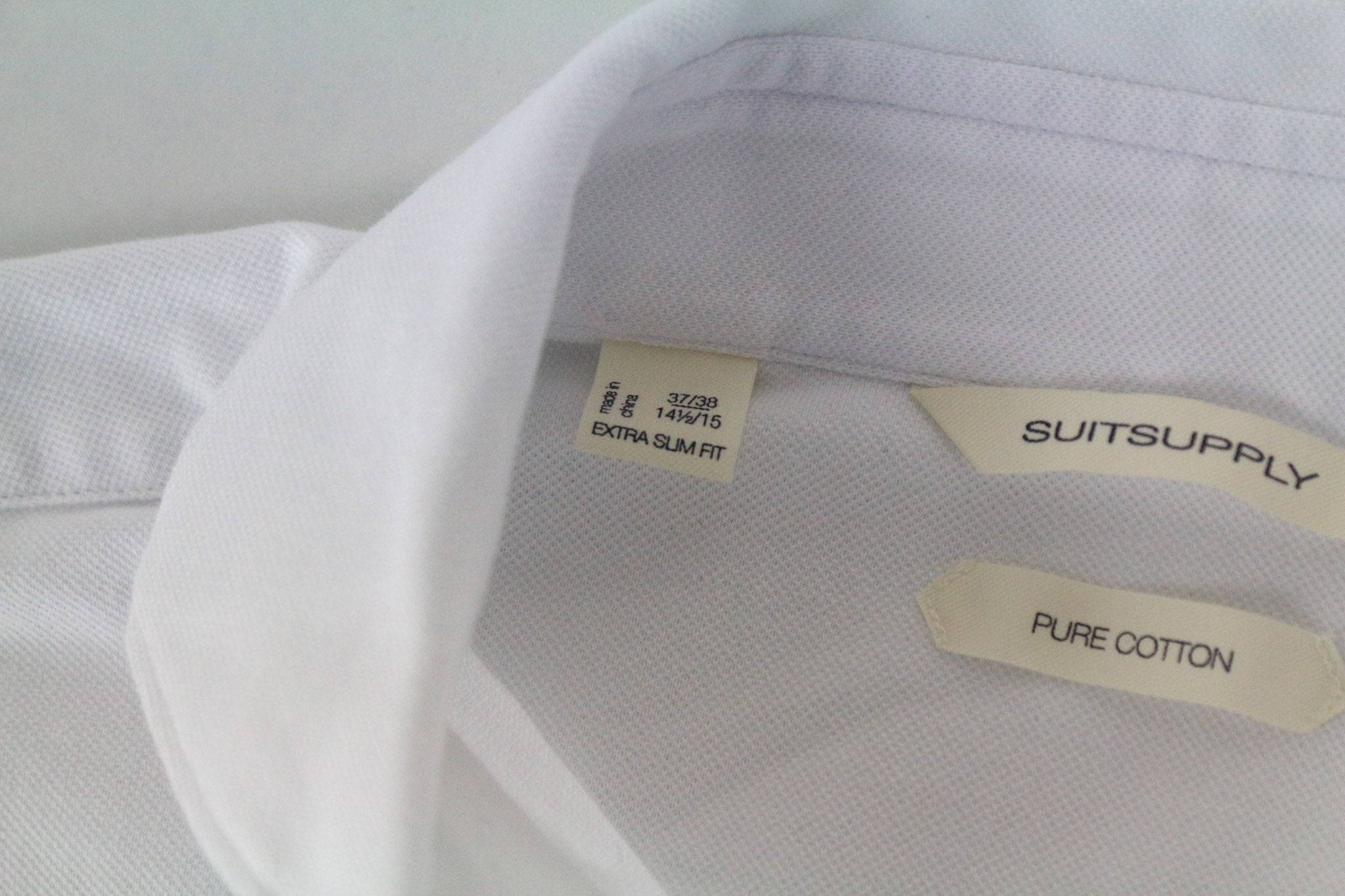 SUITSUPPLY Men's Spread T-Shirt 37/38/14.5/15 Extra Slim Fit Polo Cotton White