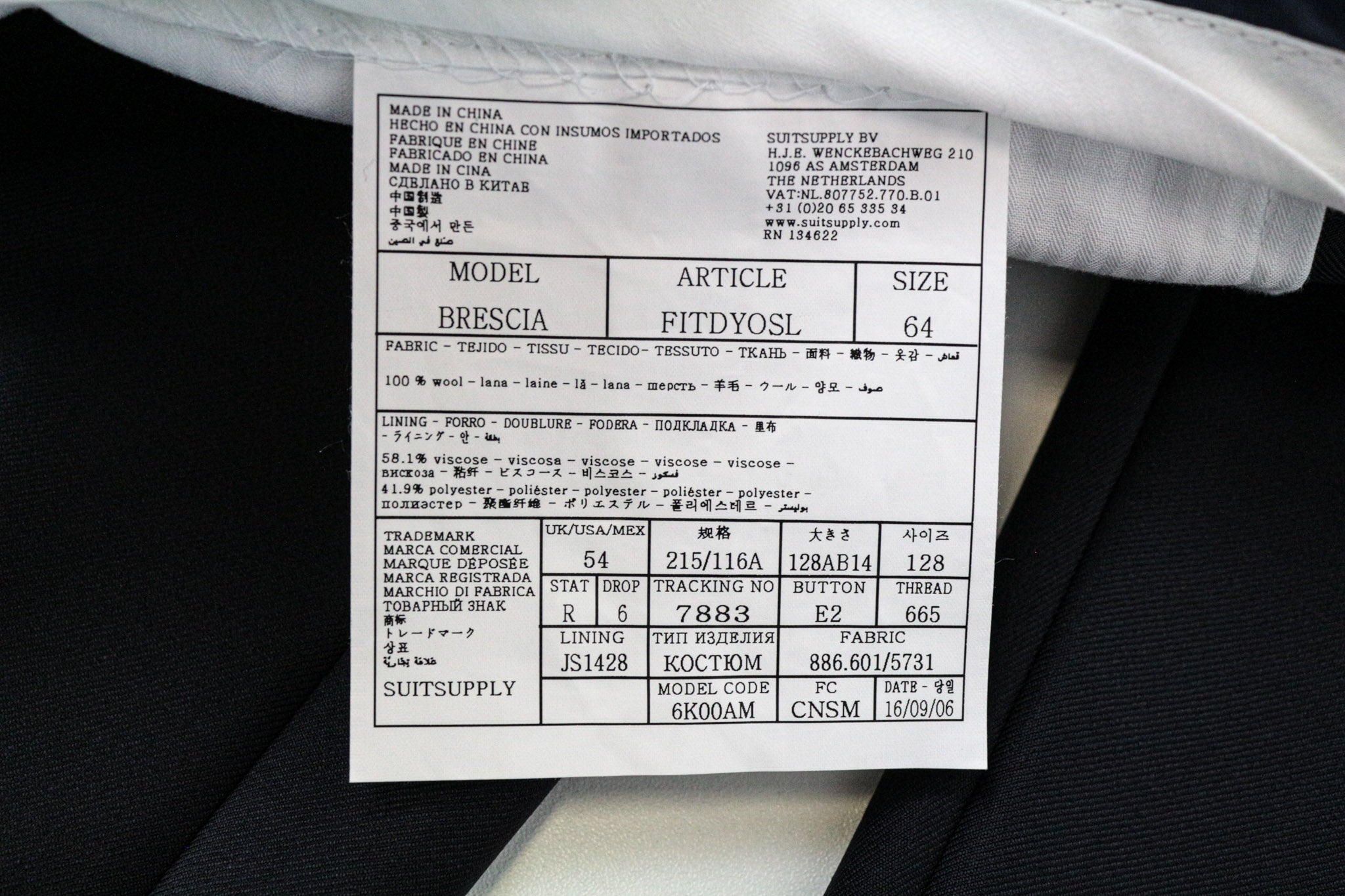 SUITSUPPLY Havana Suit Men's UK54R Blue 3Pc Pure Wool Single-Breasted Cut