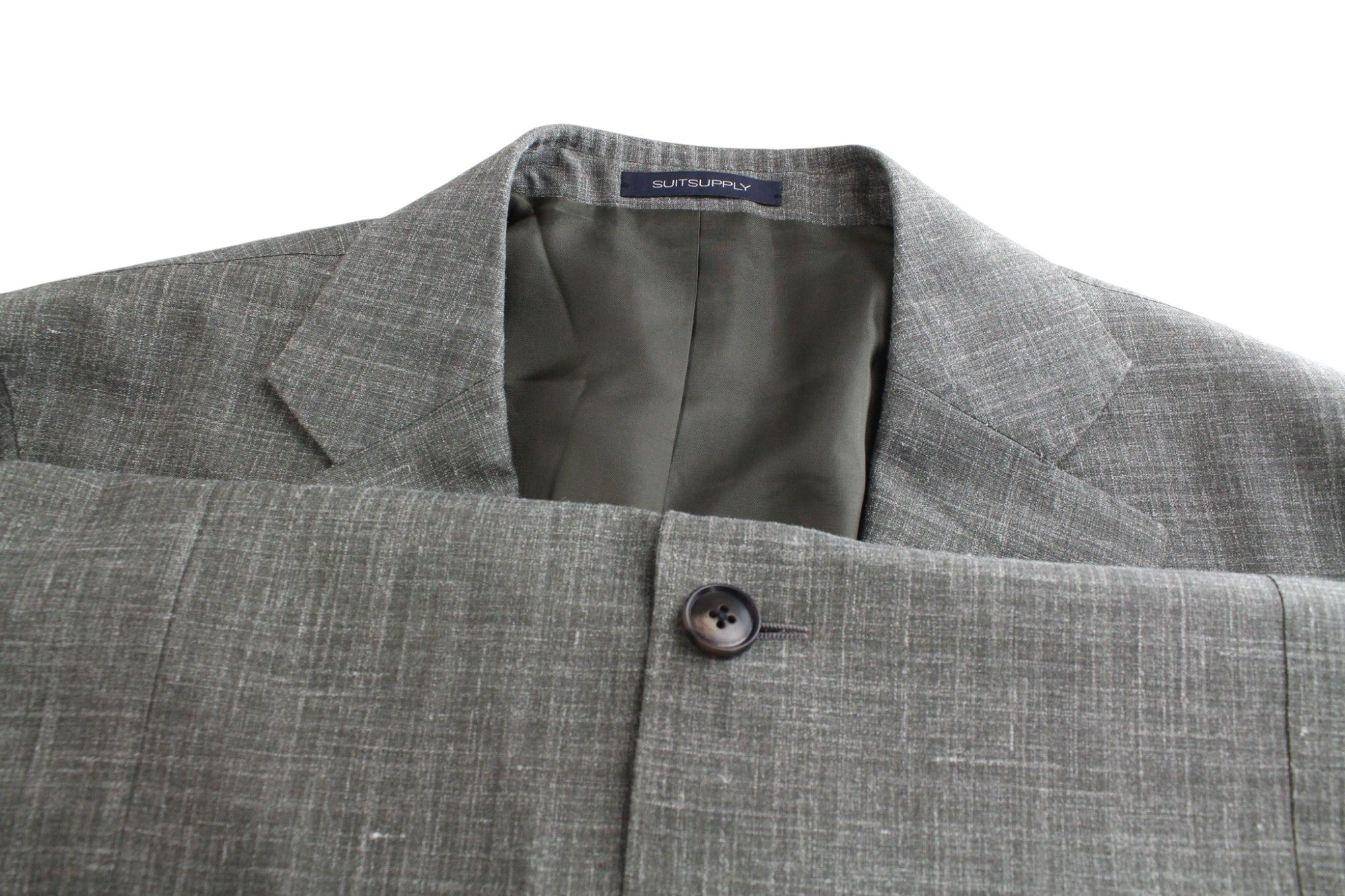 SUITSUPPLY La Spalla Men's UK46R Green Single-Breasted Wool Silk Linen 3 Piece