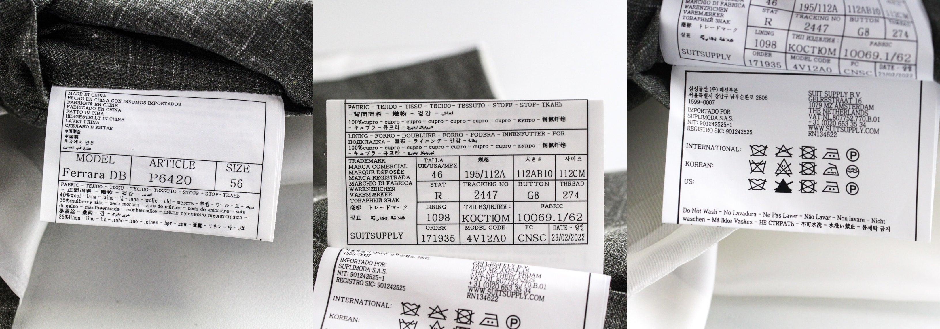 SUITSUPPLY La Spalla Men's UK46R Green Single-Breasted Wool Silk Linen 3 Piece