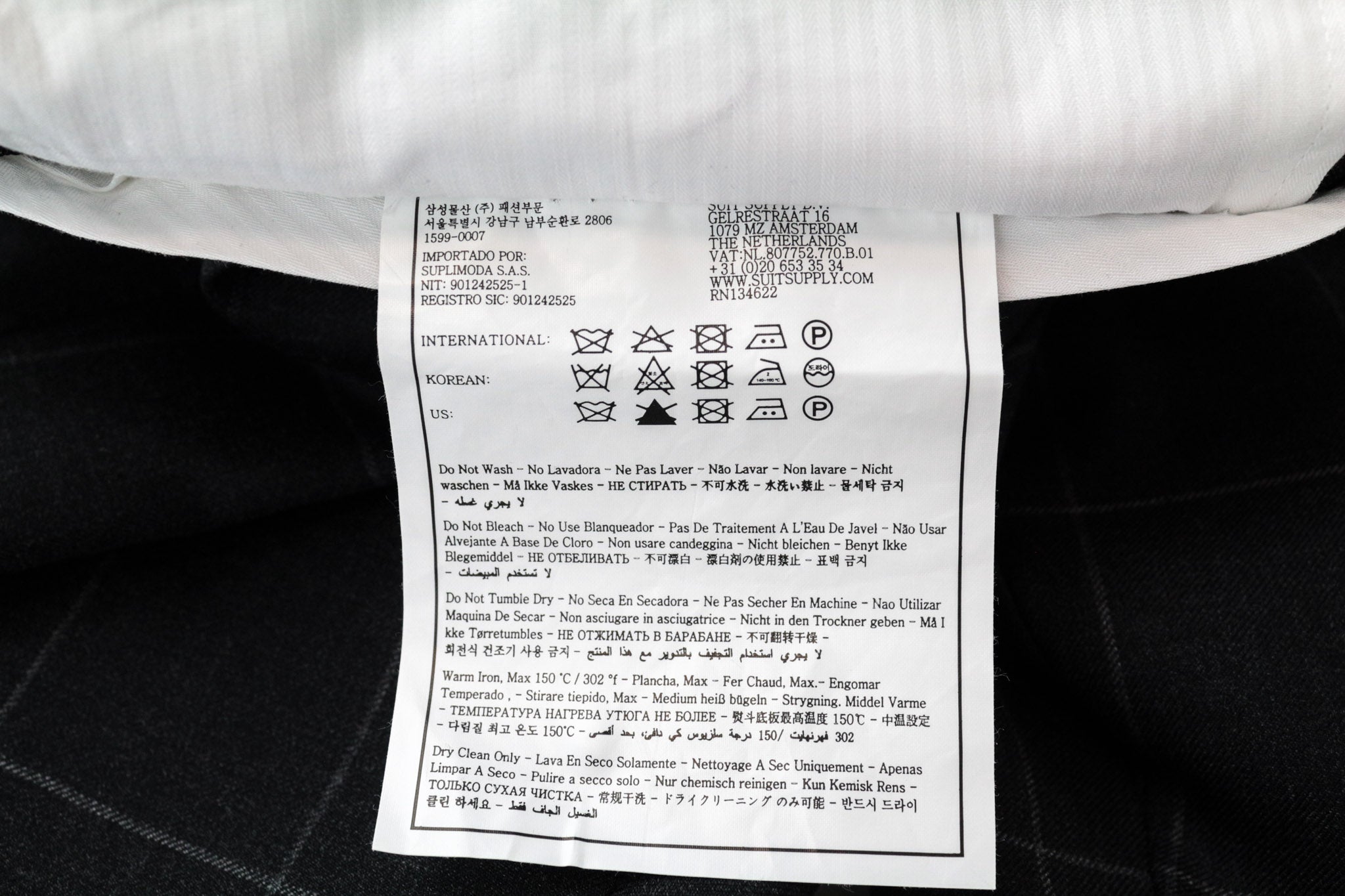 SUITSUPPLY La Spalla Men's UK38R Grey Slim Wool Windowpane Suit 2Pc