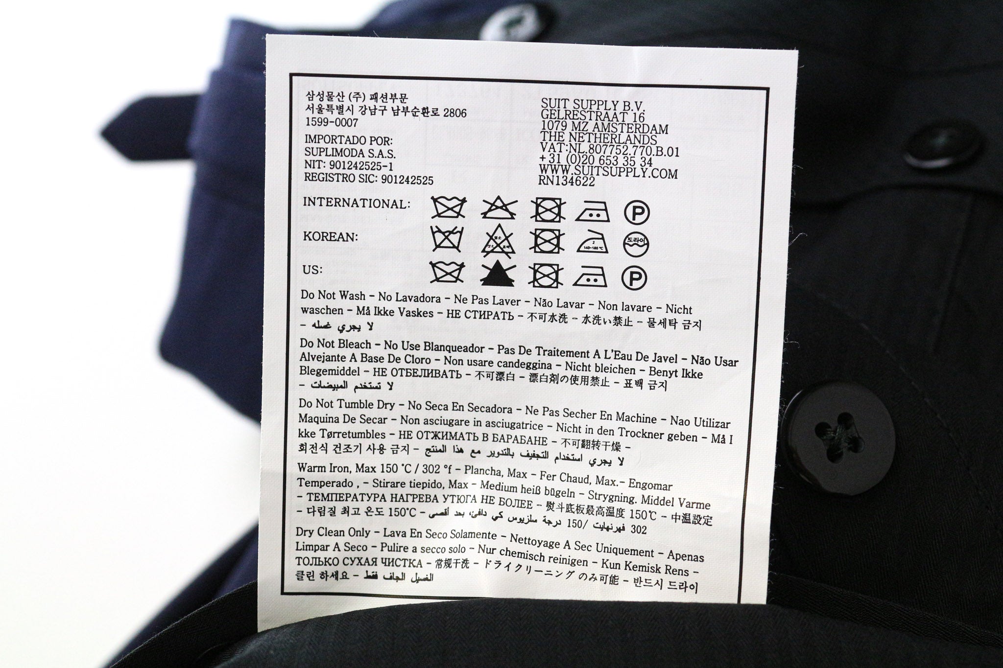 SUITSUPPLY Brescia Tux Men's Pants UK46R Navy Blue Wool Pleated Slim Front Style