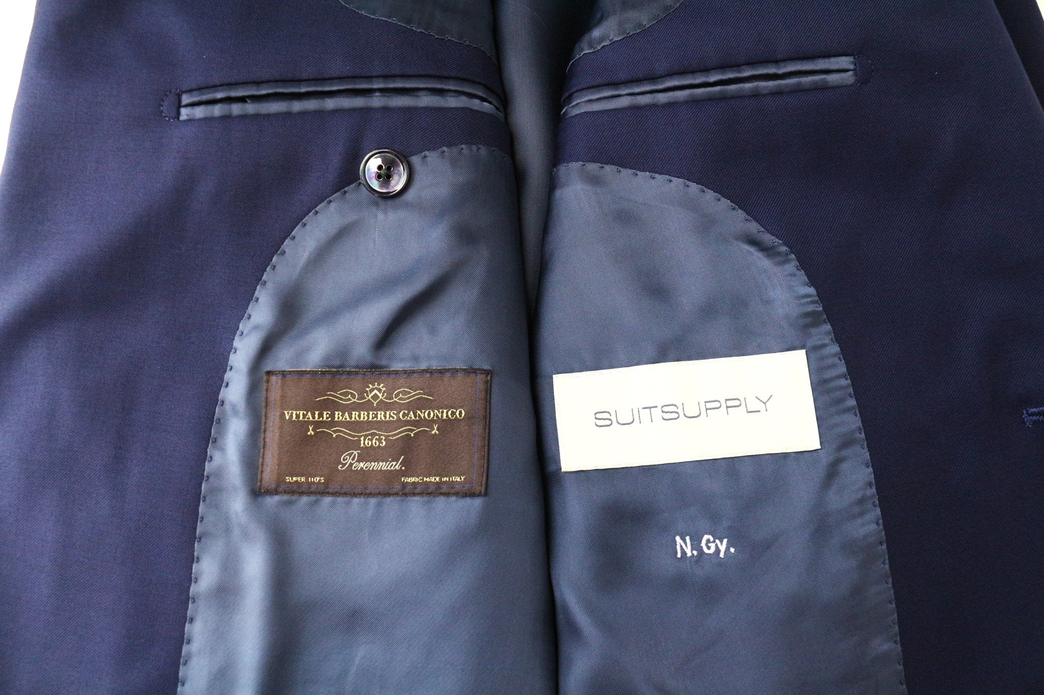 SUITSUPPLY La Spalla Men Suit UK34R Blue 2 Pc Slim Wool S110s Perennial