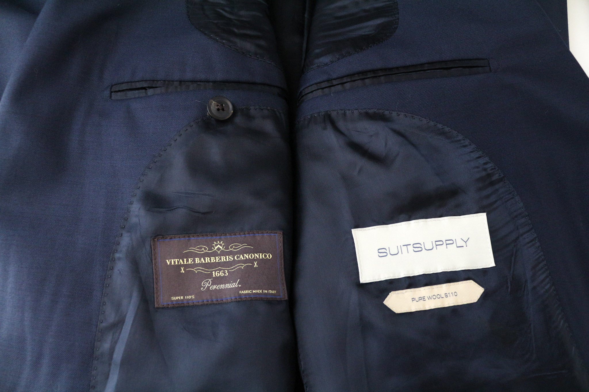 SUITSUPPLY Lazio Men Blazer UK44L Blue Slim Melange Wool S110s Perennial