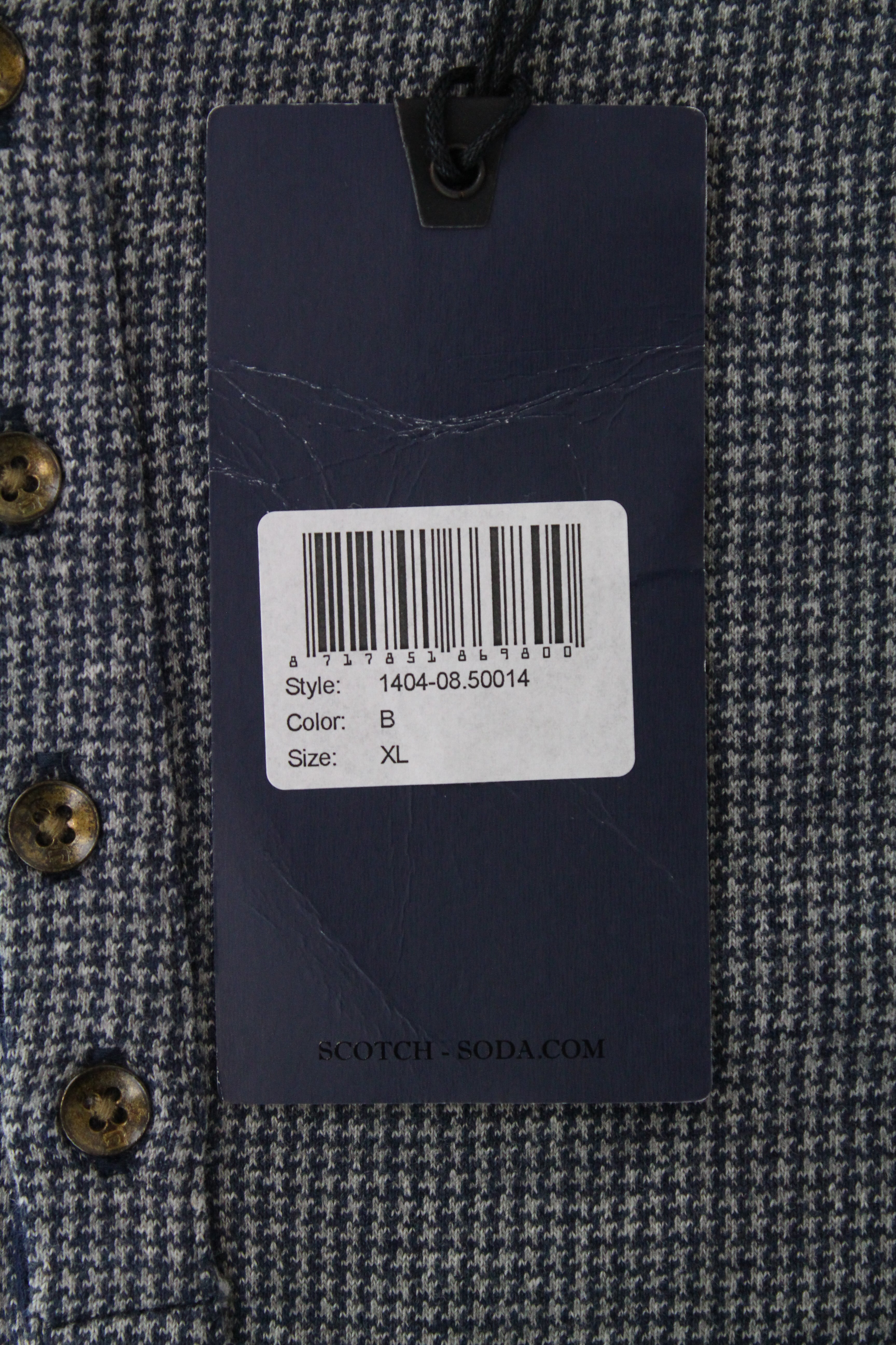 SCOTCH & SODA Ams Couture Men's Henley Pullover Sweatshirt XL Grey Blue Cotton