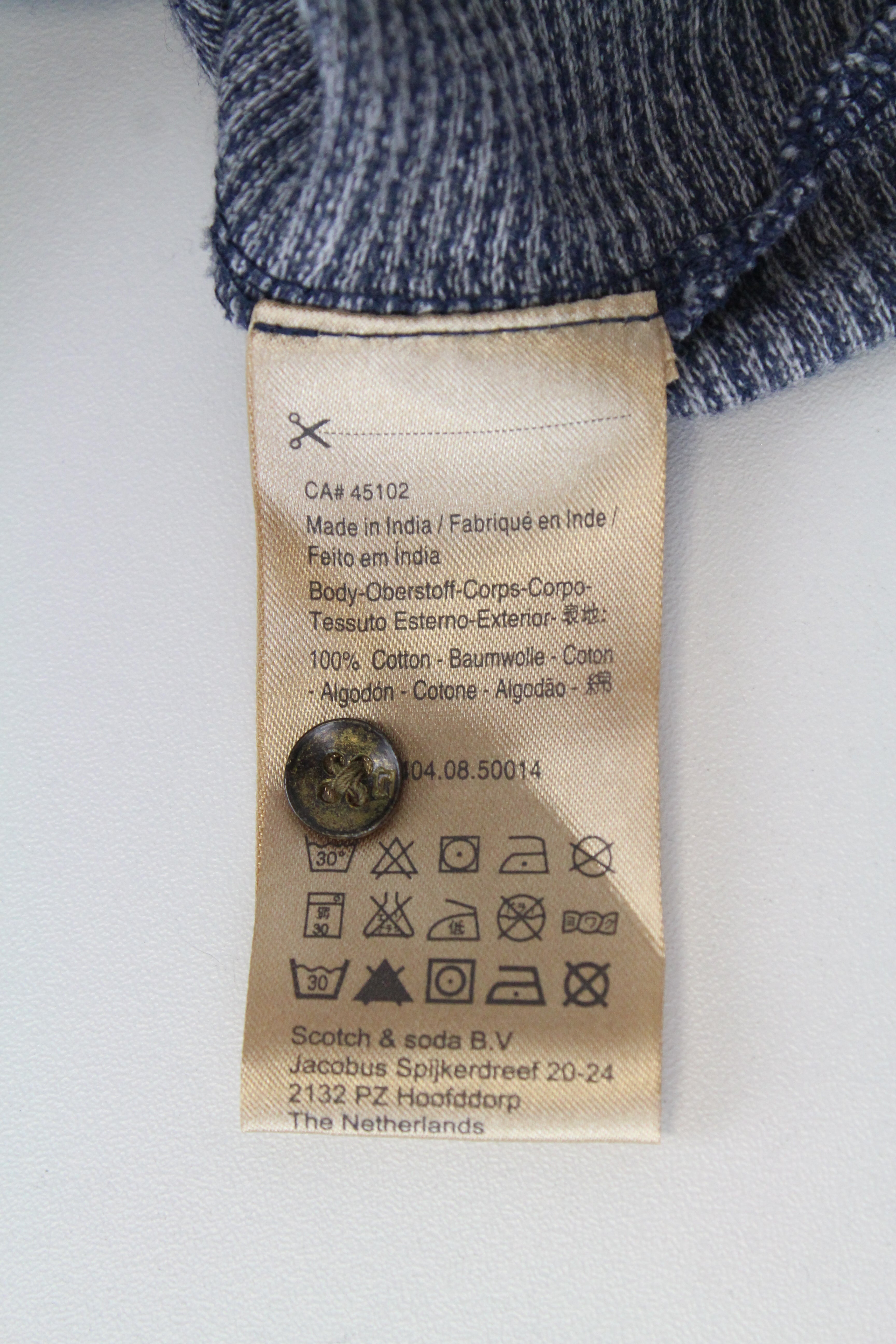 SCOTCH & SODA Ams Couture Men's Henley Pullover Sweatshirt XL Grey Blue Cotton