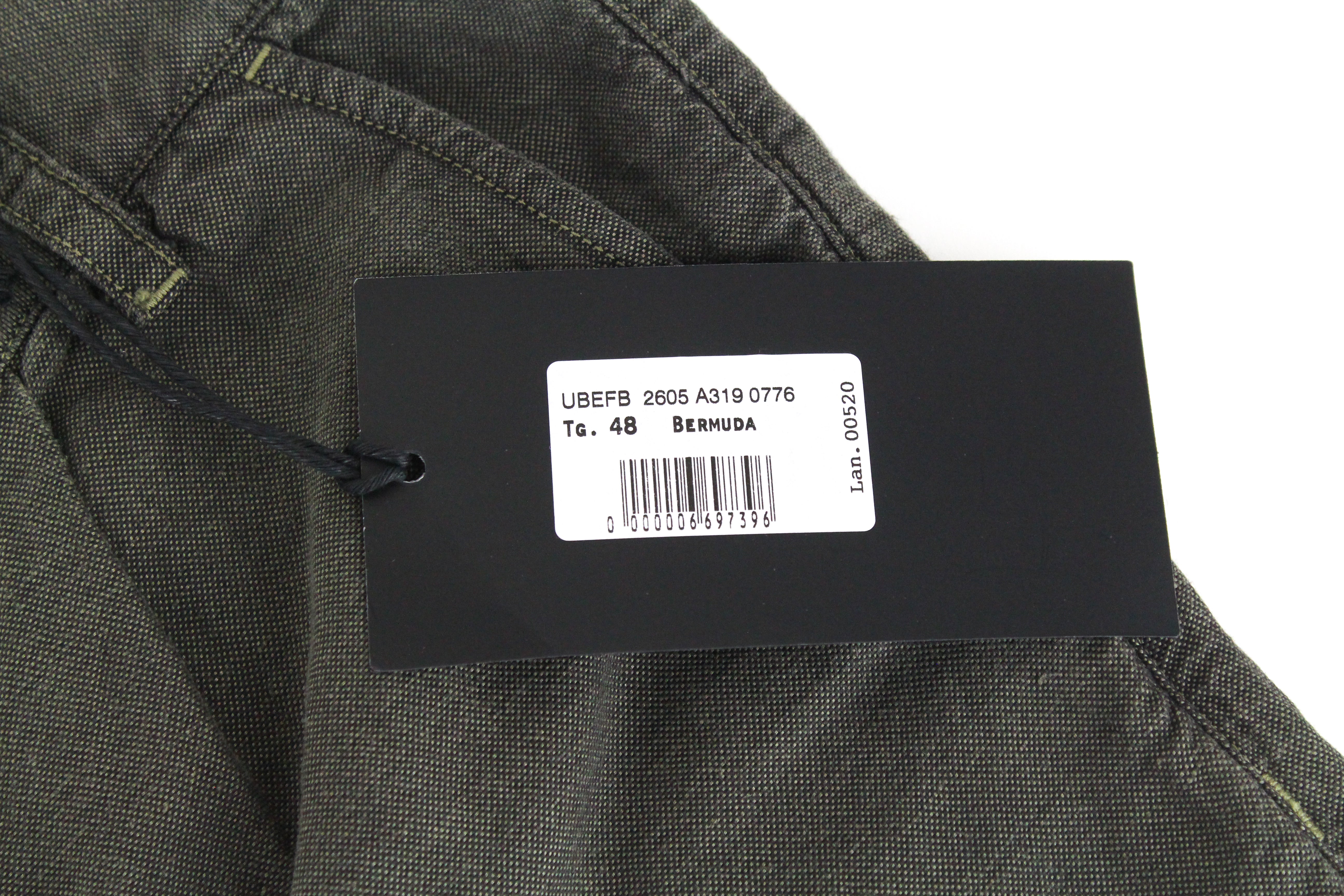 RICHMOND Men's Shorts 48 Green Cotton Linen Summer Casual Flat Front Shorts