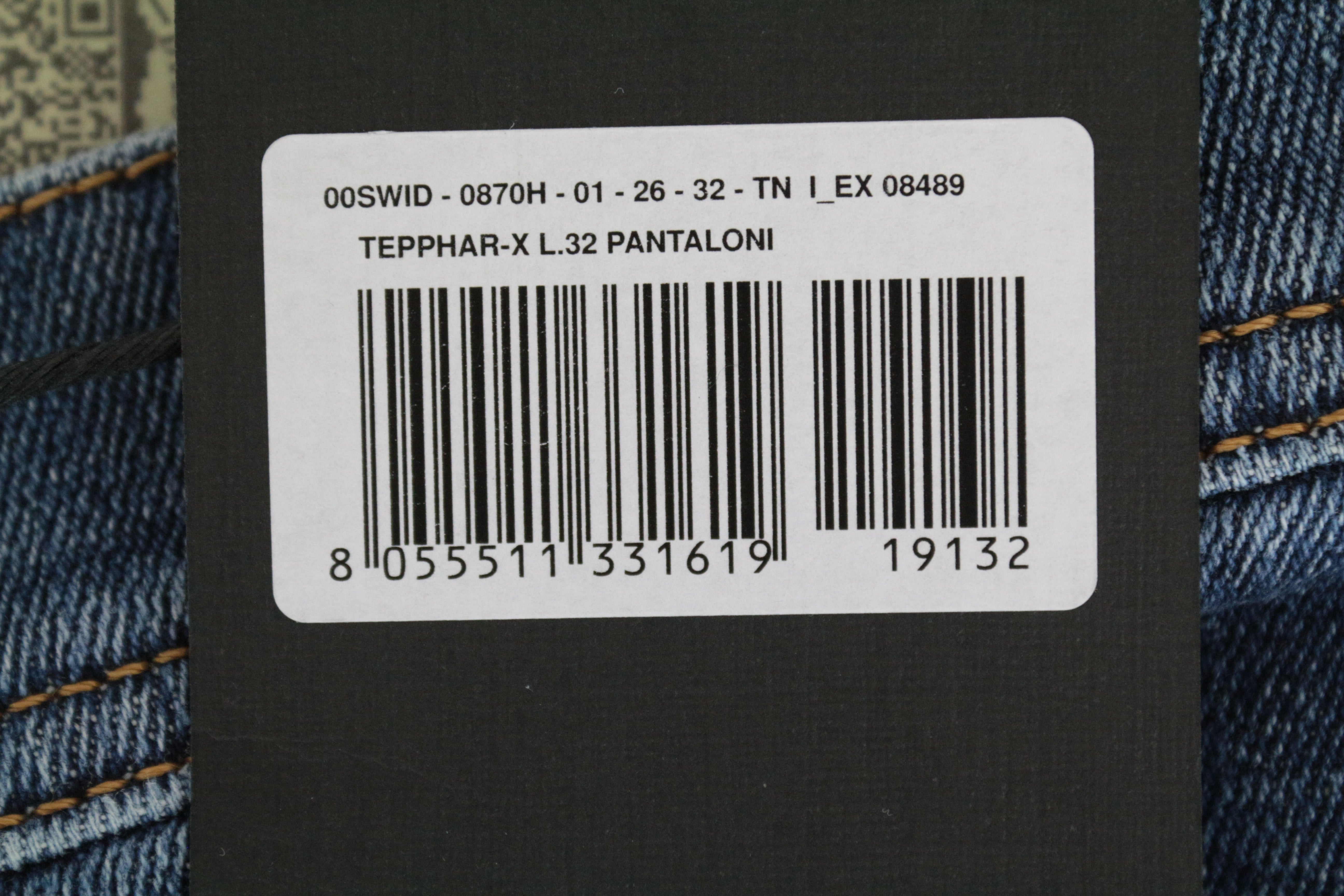 DIESEL Tepphar-X 0870H W26 L32 Slim Carrot Blue Cotton Stretch Jeans