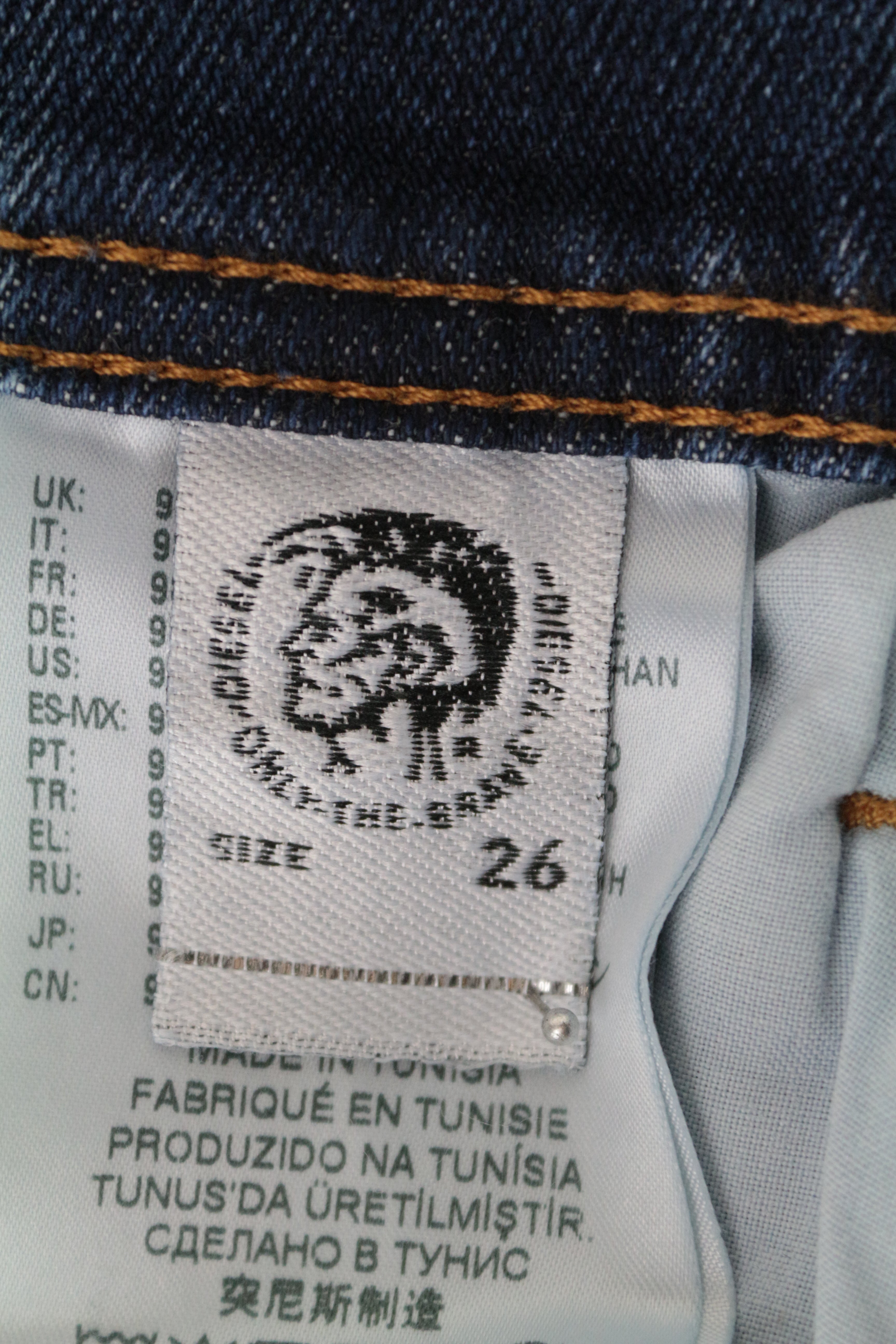 DIESEL Tepphar-X 0870H W26 L32 Slim Carrot Blue Cotton Stretch Jeans