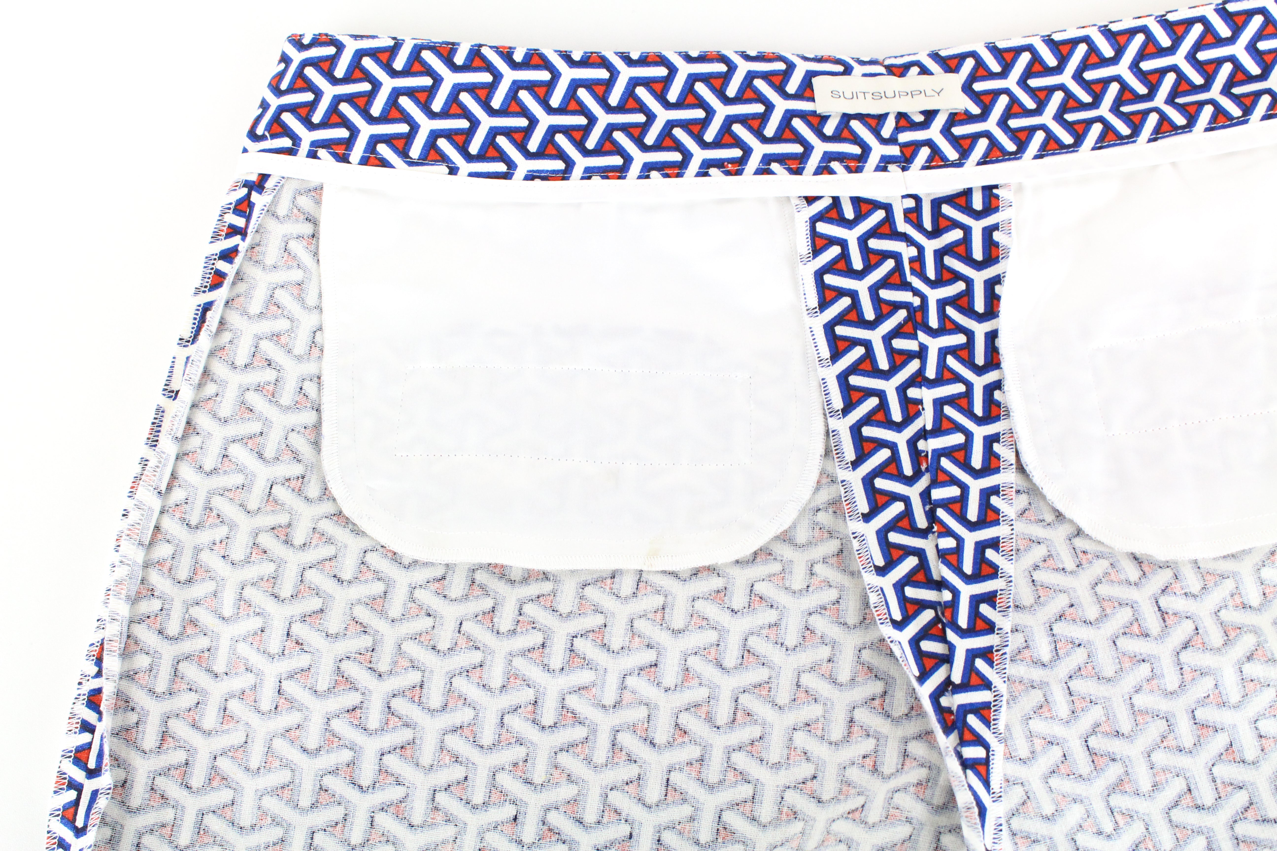 SUITSUPPLY Women Shorts 40 Blue Red White Ornamet Patterned Casual Slit Pocket