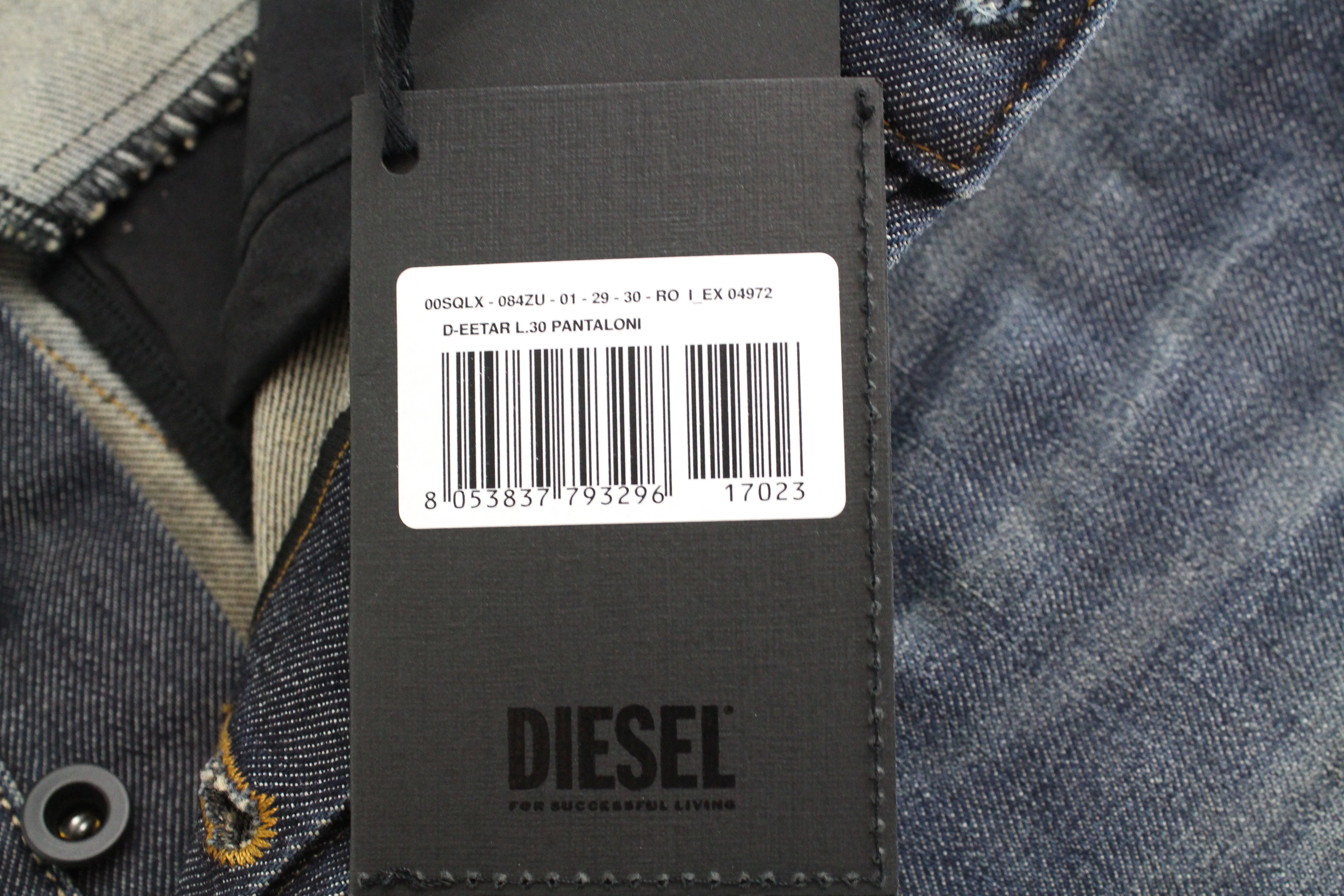 DIESEL D-Eetar 084ZU vyriški džinsai W29/L30 siaurėjantys, mėlyni, tamprūs, skalbti 