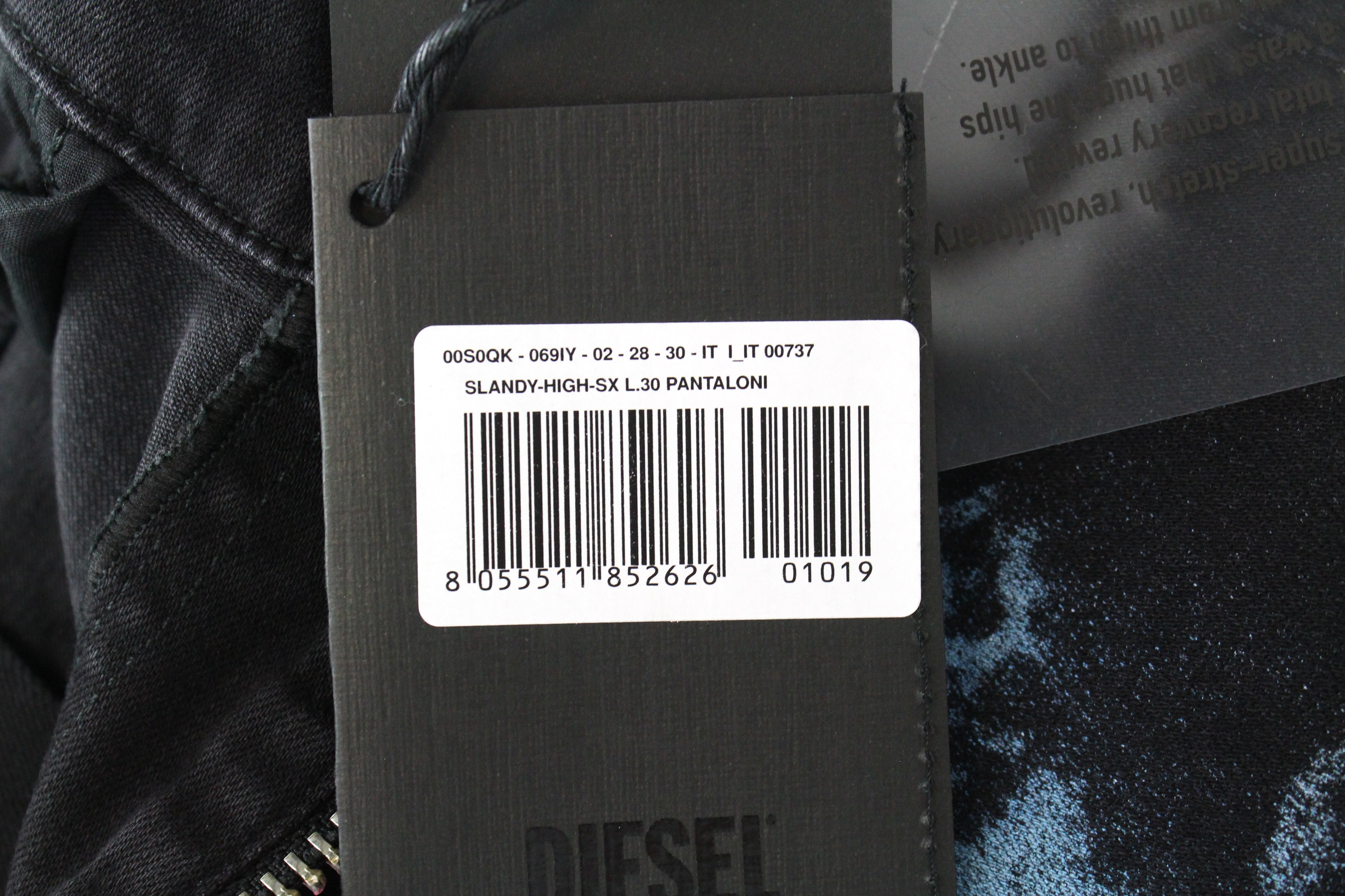 DIESEL Slandy-High-SX 069IY moteriški džinsai W28/L30 aptempti mėlyni raudoni skalbti 