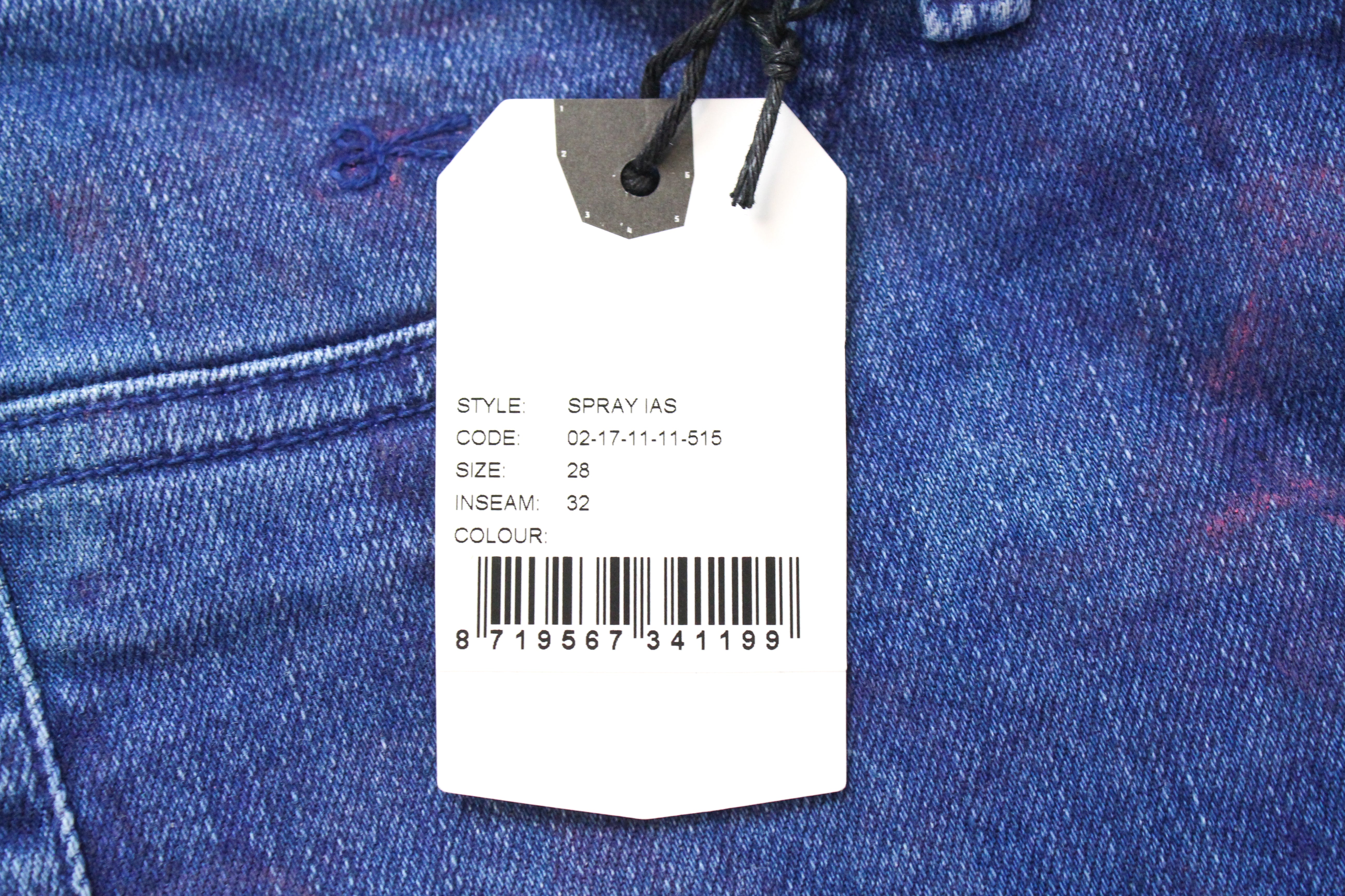 DENHAM Spray W28/L32 moteriškos tamprios mėlynos džinsinės kelnės, skalbtos, itin aptemptos 