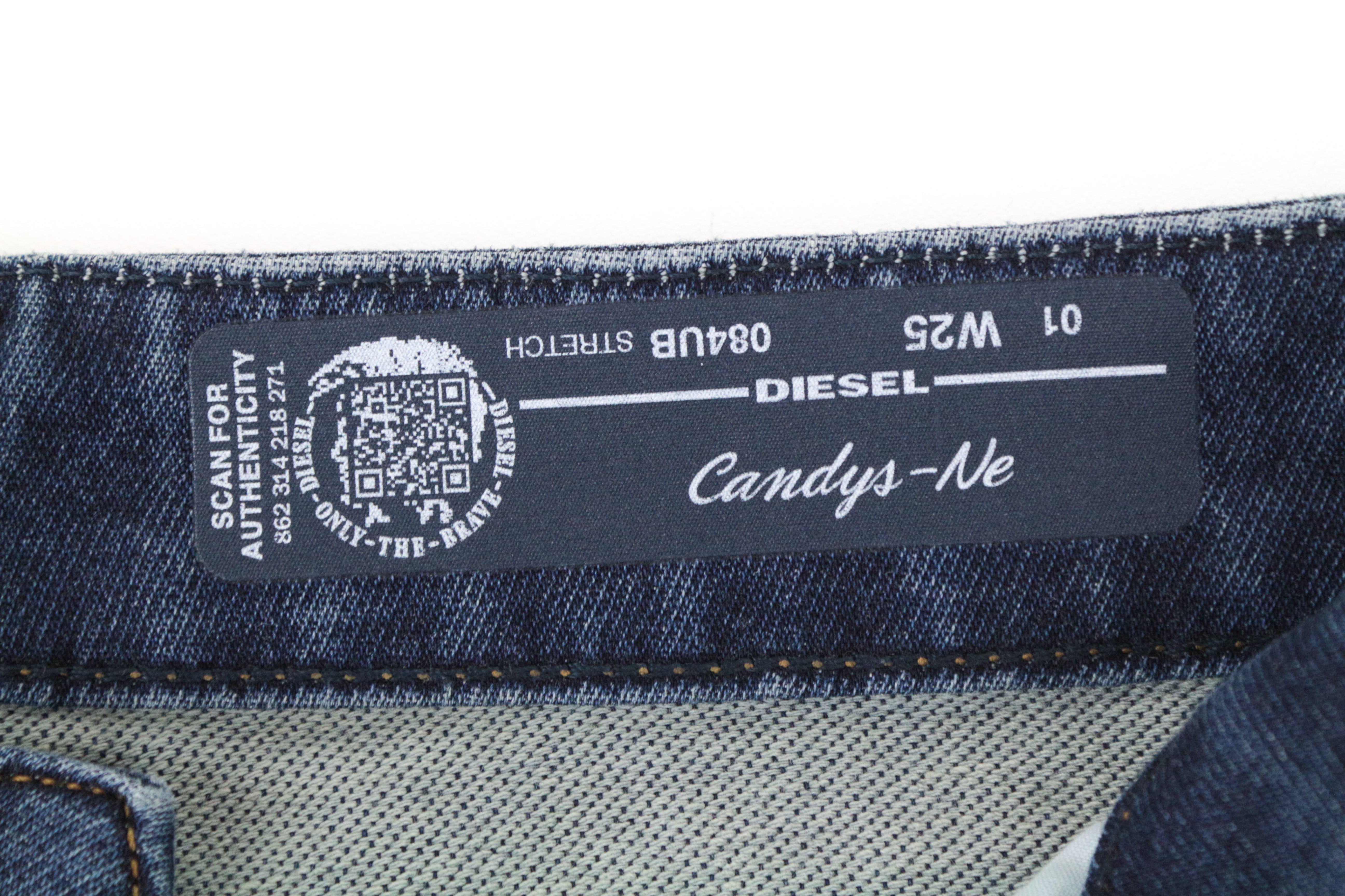 DIESEL Candys-Ne 084UB moteriški džinsai W25 Jogg Boyfriend mėlyni medvilniniai tamprūs džinsai 