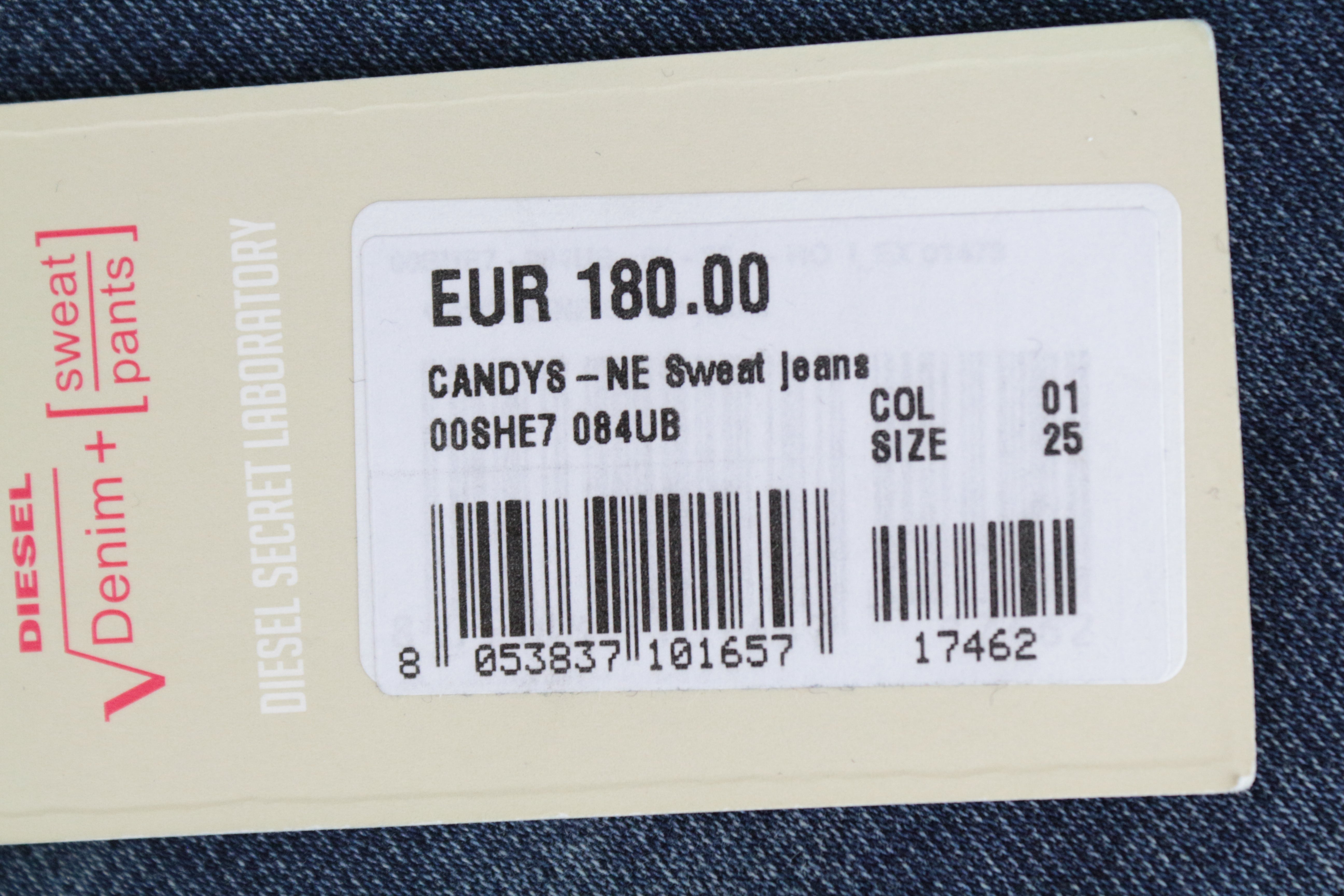 DIESEL Candys-Ne 084UB moteriški džinsai W25 Jogg Boyfriend mėlyni medvilniniai tamprūs džinsai 