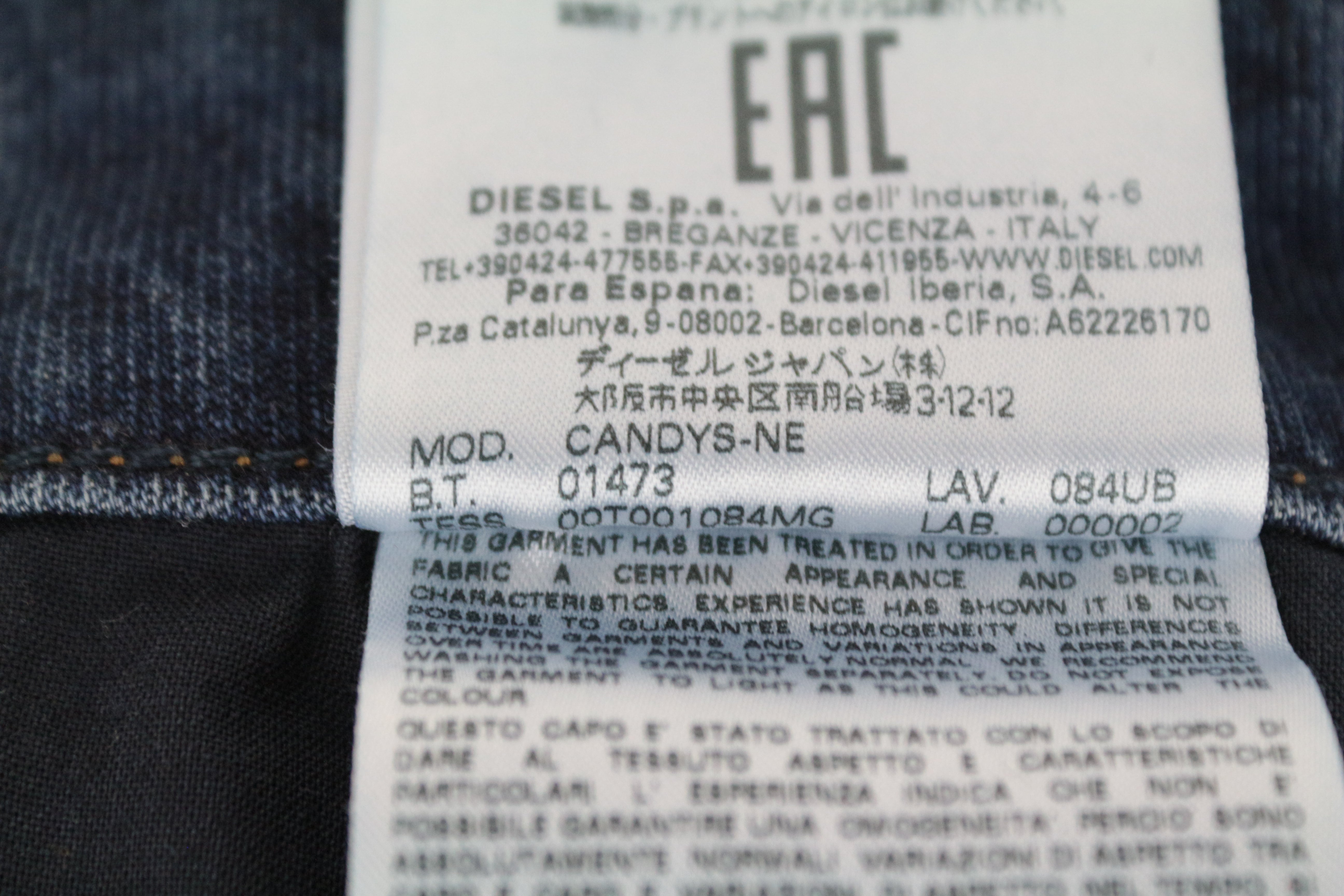 DIESEL Candys-Ne 084UB moteriški džinsai W25 Jogg Boyfriend mėlyni medvilniniai tamprūs džinsai 