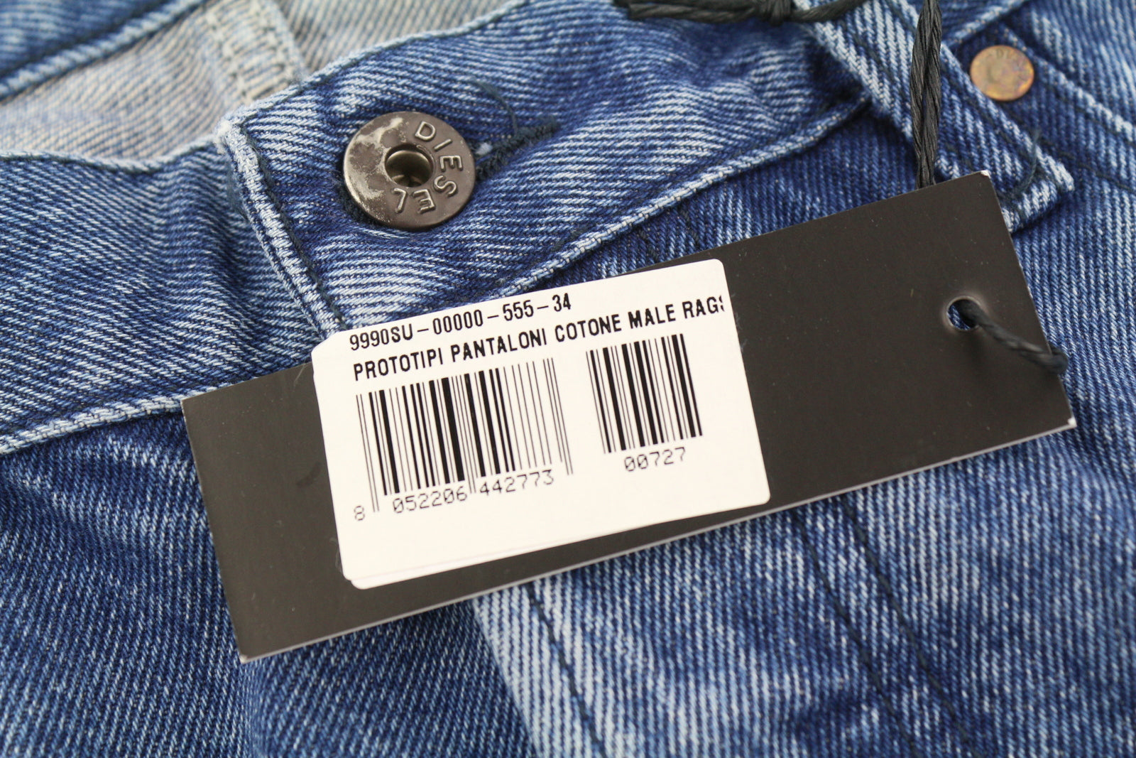 DIESEL Mharky 0076Y Men Jeans W32 Blue Faded Washed Regular Fit Button Fy Logo