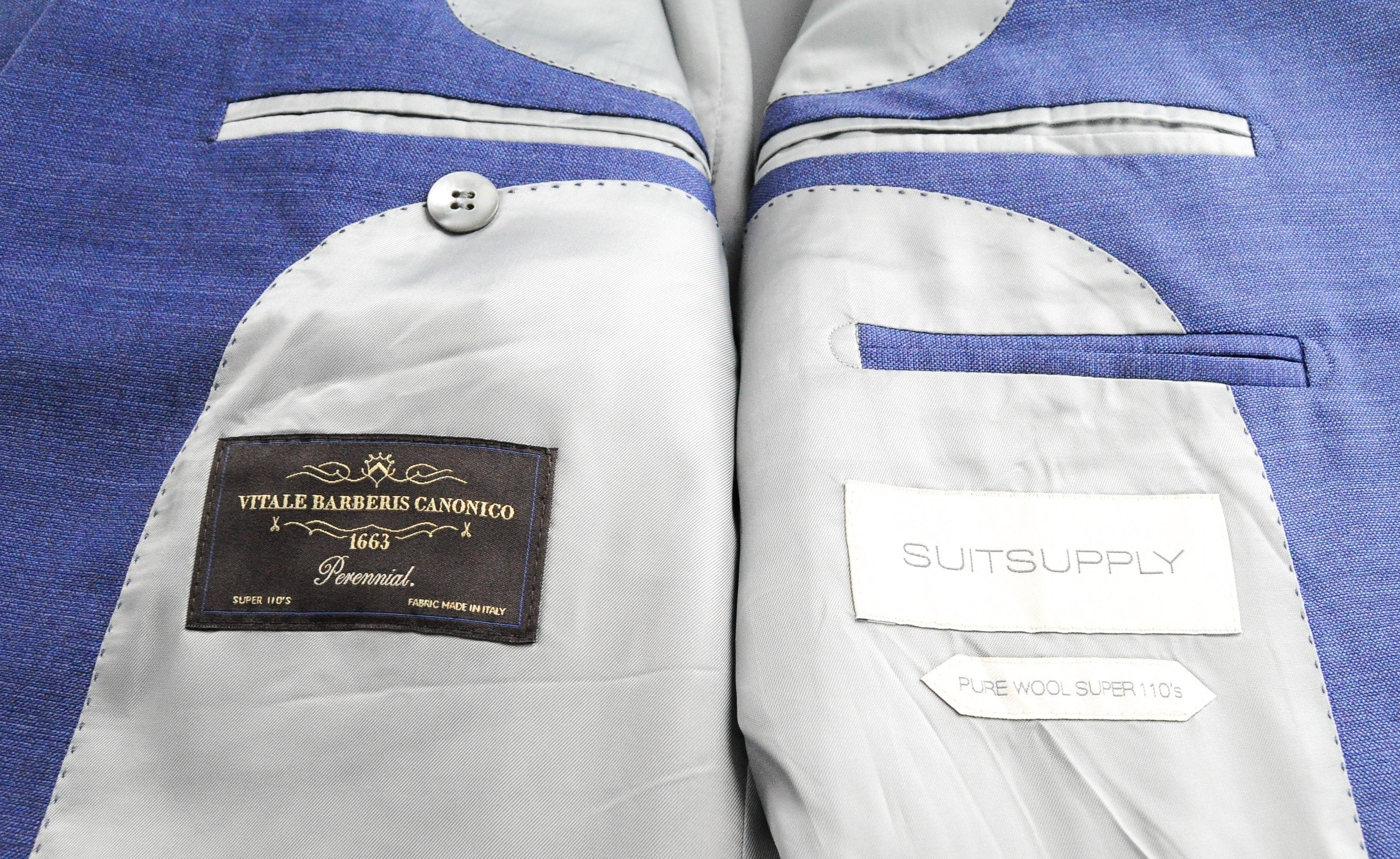 SUITSUPPLY Lazio Men Suit UK40R Pure Wool Super 110's Blue Slim Single-Breasted