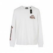 DIESEL T-Diegos-LS-K27 vyriški marškinėliai L dydžio, balti, medvilniniai, ilgomis rankovėmis, apvalios iškirptės trikotažiniai marškinėliai. 