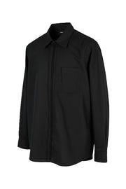 DIESEL S-Olsen vyriški marškinėliai, juodi, L dydžio, su paslėptomis sagomis, kišenėmis ir išplatinta kaklo dalimi.