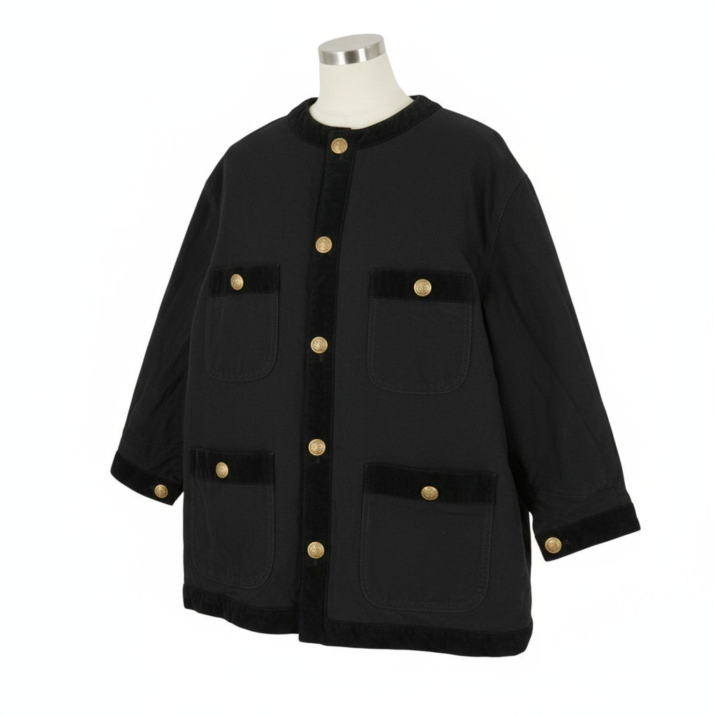 R13 virvelėmis apipjaustyta moteriška striukė „Chore“, M, juodos spalvos, pašiltinta, didelė, RRP1950