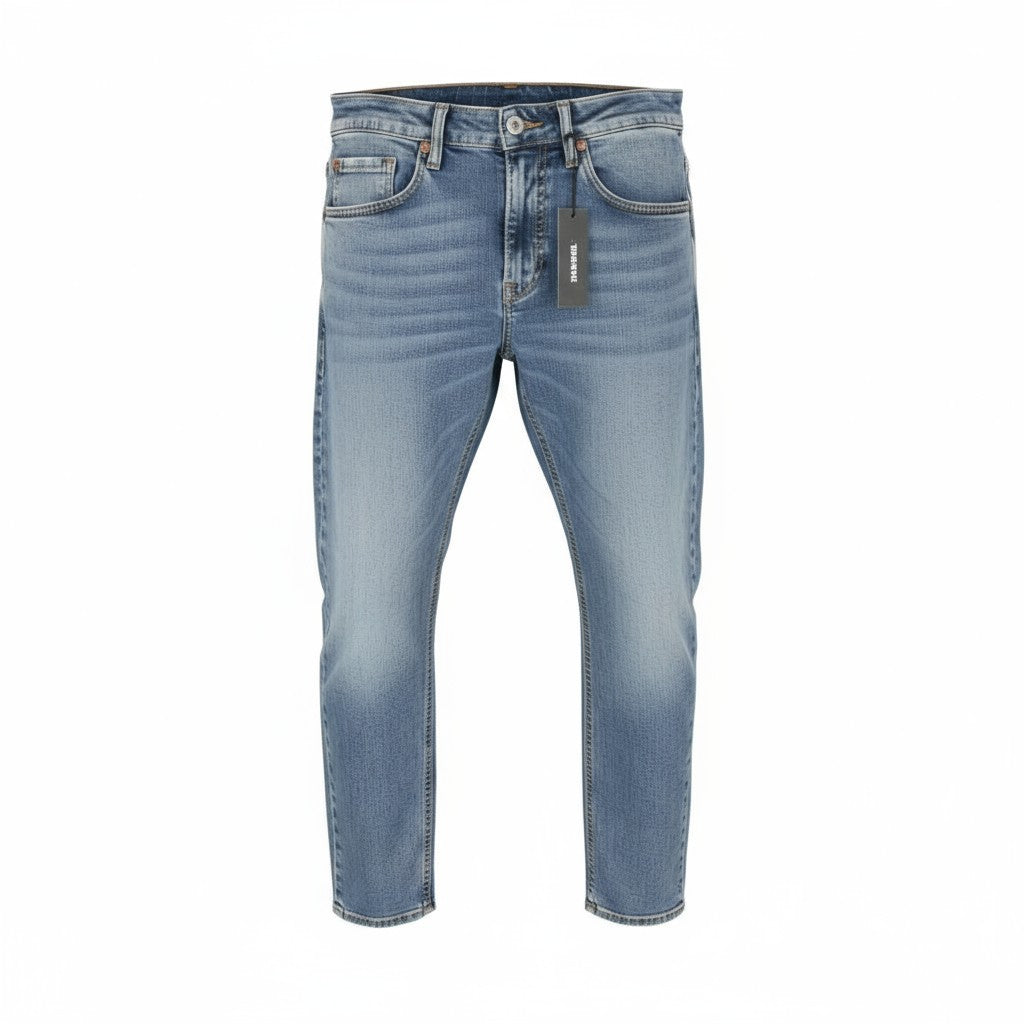 DIESEL Thommer 084UX vyriški džinsai W29/L33 mėlyni akmens plovimo ploni aptempti dėmių užtrauktuku