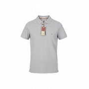 TOMMY HILFIGER DENIM Men T-Shirt S Light Grey Polo Tricot Melange Short Sleeve