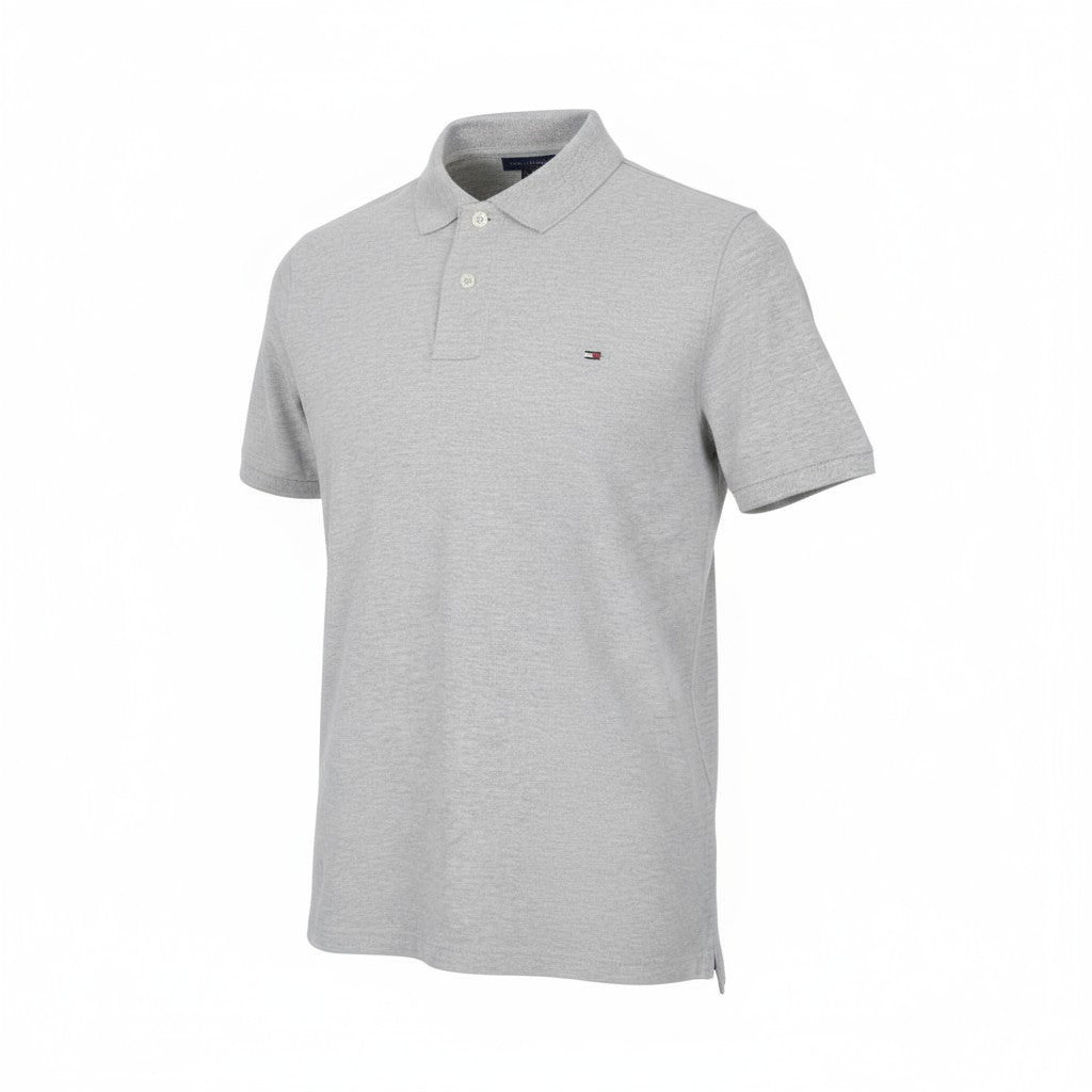 TOMMY HILFIGER DENIM Men's T-Shirt XL Grey Polo Cotton Melange Short Sleeve