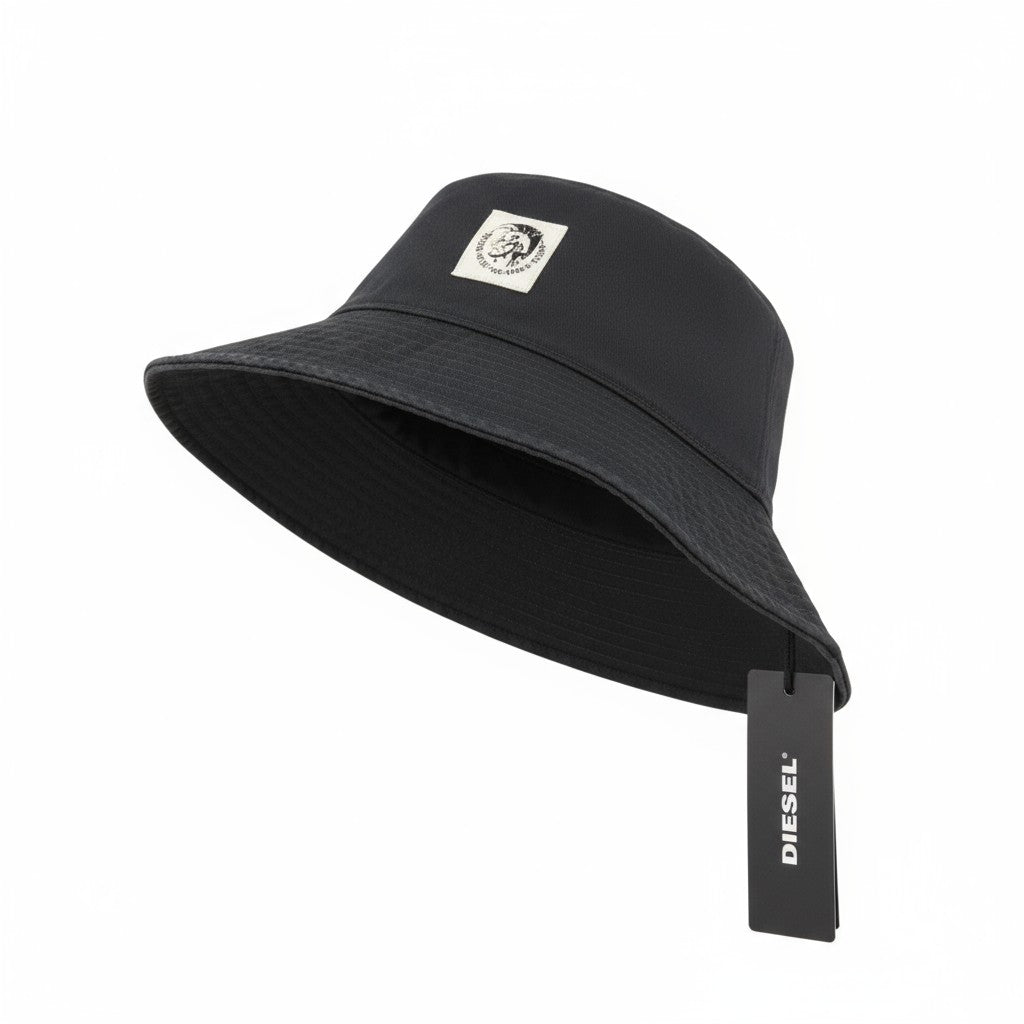 DIESEL D-Indig vyriška kepurė OS Black Bucket All Seasons Casual Front Dark RRP100