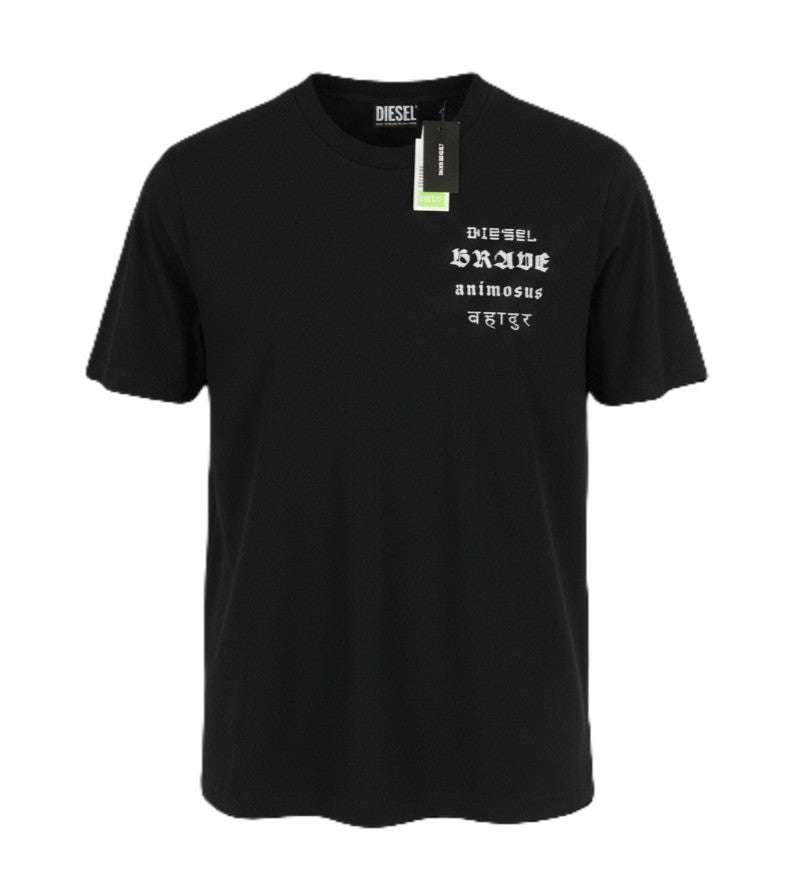 DIESEL T-Just-B59 vyriški marškinėliai, juodi, trumpomis rankovėmis, apvalia apykakle, perdirbto trikotažo audinys 