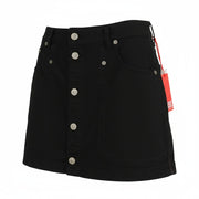 DIESEL O-Beige moteriškas sijonas W25 juodas dryžuotas sijonas su sagomis, laisvalaikio stiliaus, mini, RRP150