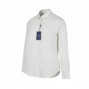 GANT Tamprūs, plačiaauliai marškinėliai su taškeliais, balti, su sagomis ir platėjančia apykakle, laisvalaikio stiliaus.