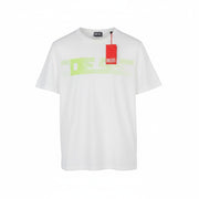 DIESEL T-Just-E19 vyriški marškinėliai M trumpomis rankovėmis, apvalia apykakle, priekyje, balti trikotažo rašto