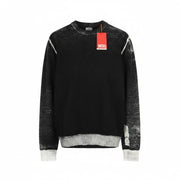 DIESEL K-Larence vyriškas megztinis L, juodas, skalbto efekto, apvalios kaklo iškirptės, megztas medvilninis megztinis, RRP225