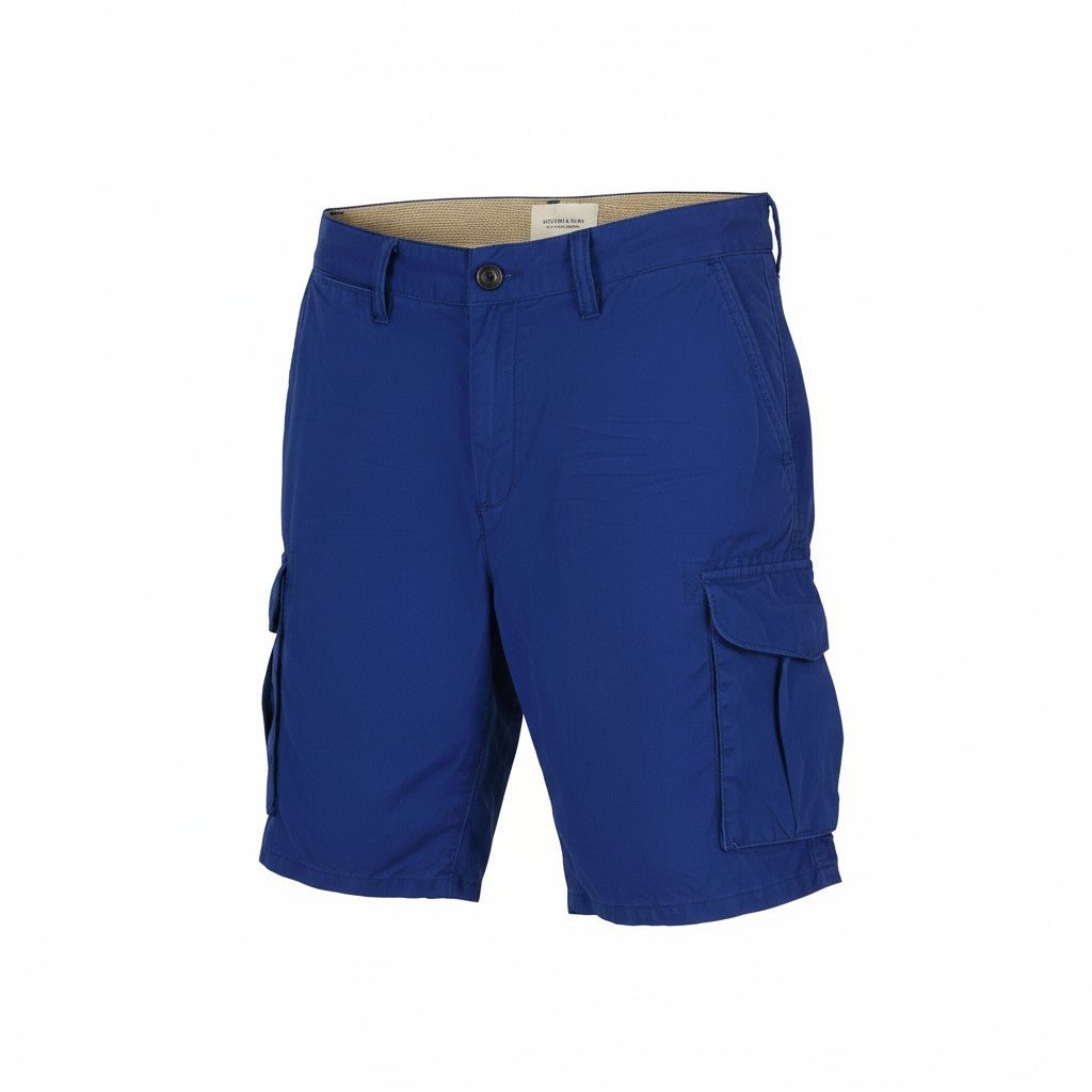 SCOTCH &amp; SODA vyriški šortai W31 mėlyni, su užtrauktuku, 5 kišenėmis ir logotipu.