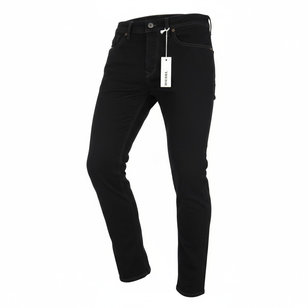 DIESEL Waykee 0886Z W29/L32 vyriški džinsai, tiesaus kirpimo, tamprūs, juodi, vienspalviai.
