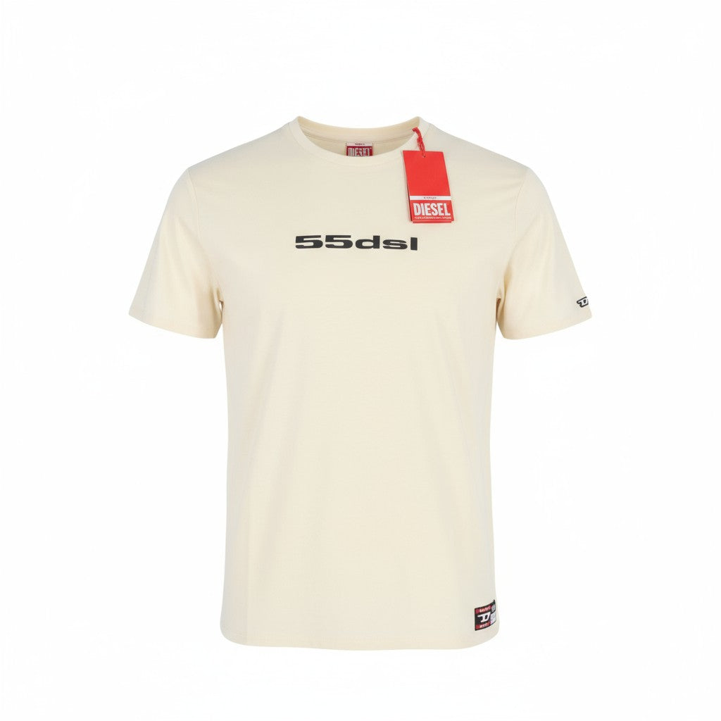 DIESEL Awtee-Raiseey-HT31 vyriški marškinėliai L dydžio, dramblio kaulo spalvos, 55DSL, trumpomis rankovėmis, trikotažiniai 