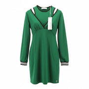 JOHN RICHMOND Women's Dress S Green Cut-Out Logo Long Sleeve Short