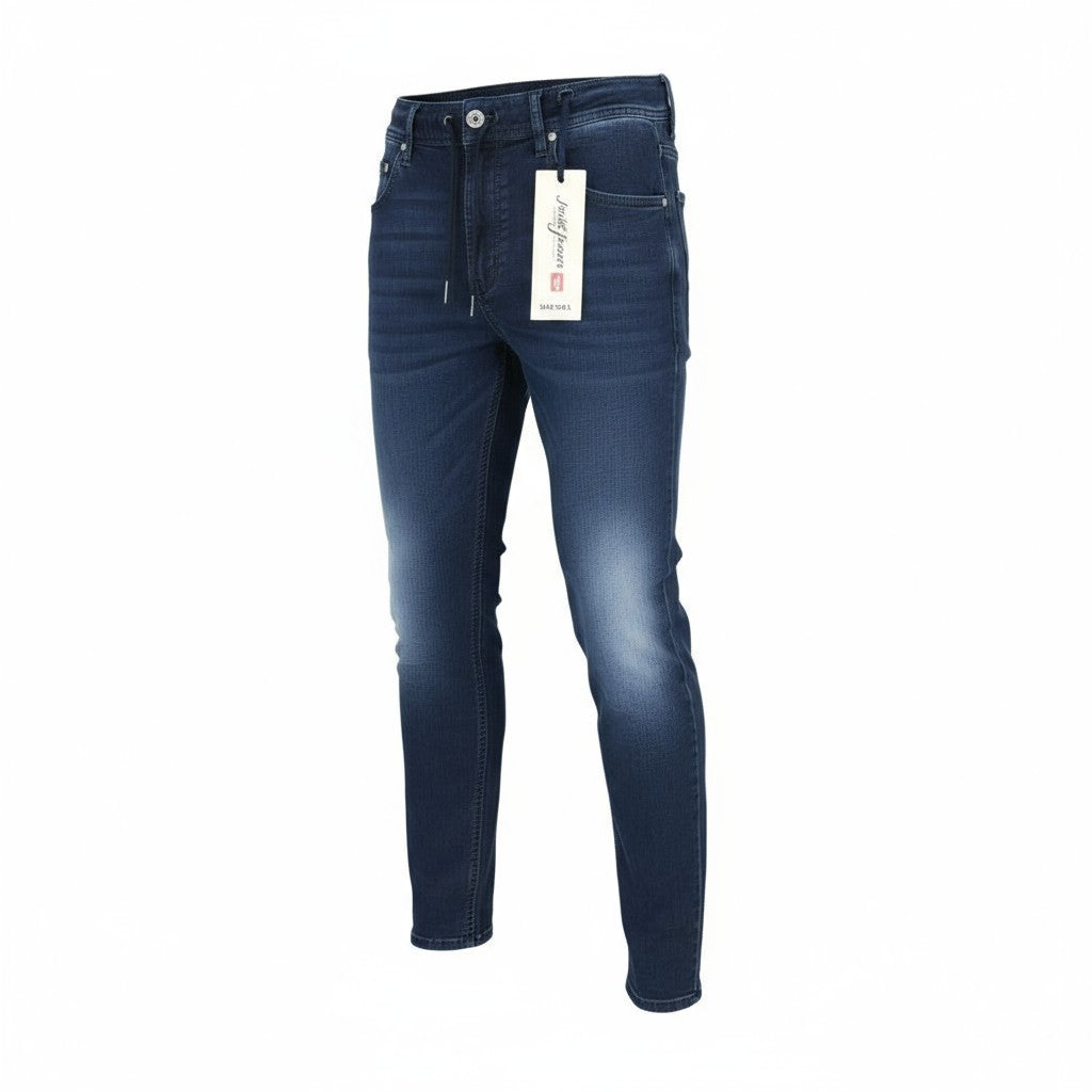 DIESEL Krooley-NE 0687D W28 vyriški džinsai su sportiniu snapeliu, siaurėjančios, kontrastingos mėlynos spalvos. 