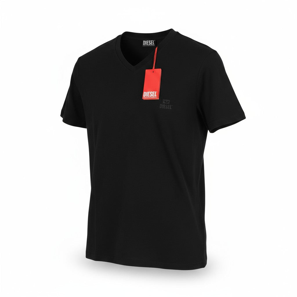 DIESEL T-Norrie-HD Men T-Shirt M Black Short Sleeved Crew Collar Cotton Tricot