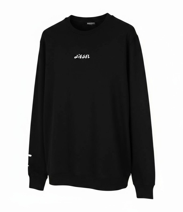 DIESEL T-Just-LS-Slits-B53 vyriški marškinėliai L dydžio, juodi, megztiniai su apvalia apykakle. 