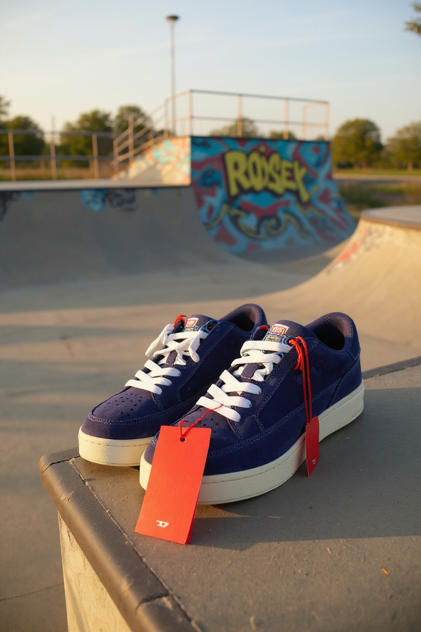 DIESEL S-Sinna žemakulniai vyriški sportbačiai, mėlyni, karvės odos, žemakulniai, EU41, RRP 160 € 