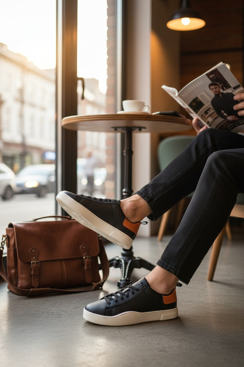 DIESEL S-Clever žemi nėrinių vyriški sportbačiai, juodos spalvos, karvės odos, migdolų nosis, RRP120