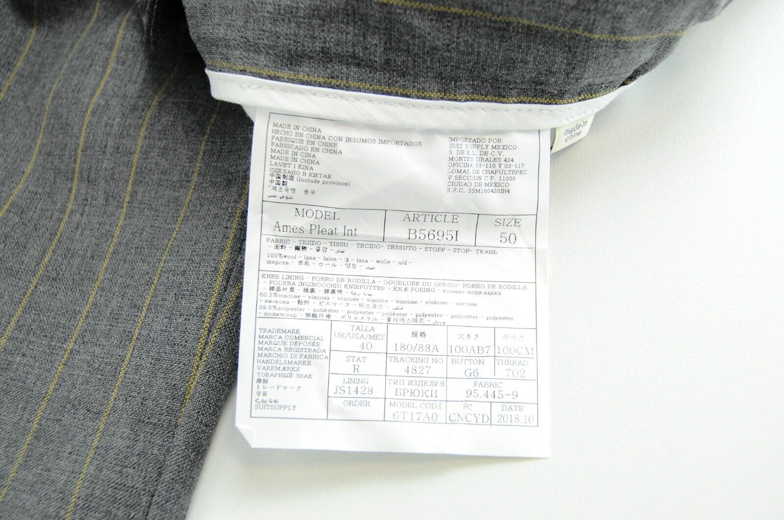 SUITSUPPLY Havana Patch Suit Mens UK38R Grey Slim 2 Pc Wool Lined Stripe