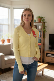 DIESEL T-Ribby-Open moteriški marškinėliai S dydžio geltoni kardiganai su sagomis ir trumpais briaunotais logotipais 