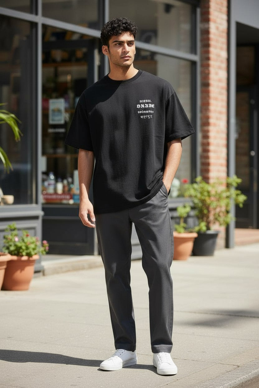 DIESEL T-Just-B59 vyriški marškinėliai, juodi, trumpomis rankovėmis, apvalia apykakle, perdirbto trikotažo audinys 