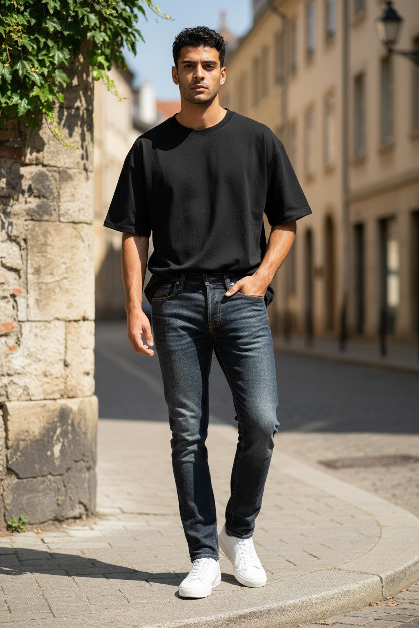 NUDIE Thin Finn Grey Authentique dėvėti vyriški džinsai W28/L34 plonos kišenės Faded 