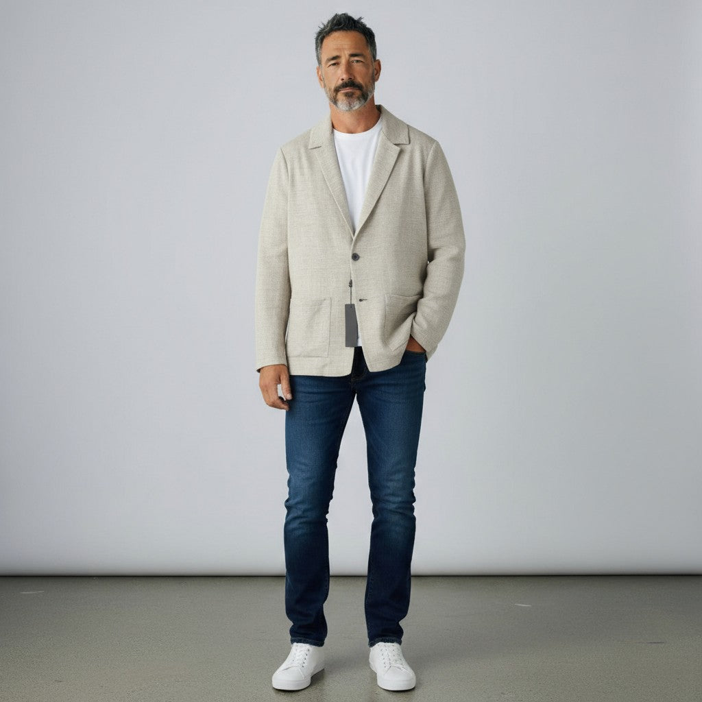 ANTONY MORATO vyriškas švarkas L dydžio, šviesiai rudas, vienaeilis, su įpjova, sagomis užsegamas švarkas